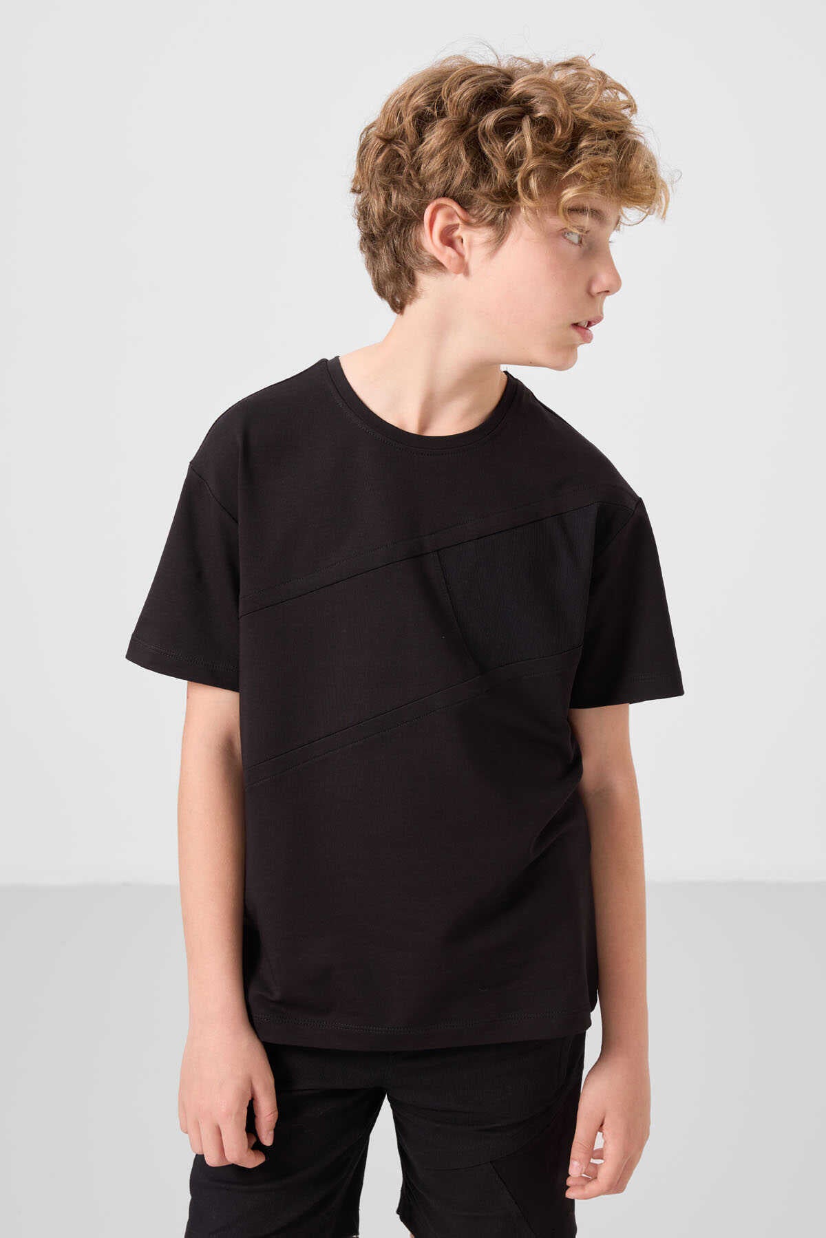 Tommylife Wholesale Cotton Oversize Fit Woven Light Stretch Chino Boys' Shorts Set 11275 Black