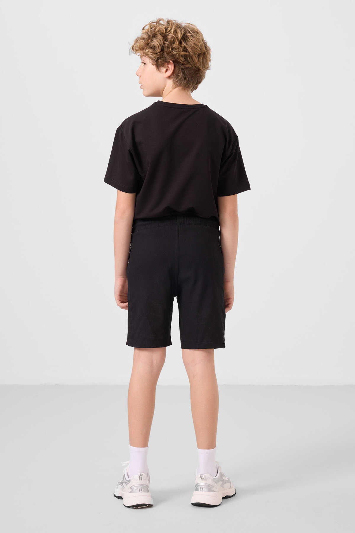 Tommylife Wholesale Cotton Oversize Fit Woven Light Stretch Chino Boys' Shorts Set 11275 Black