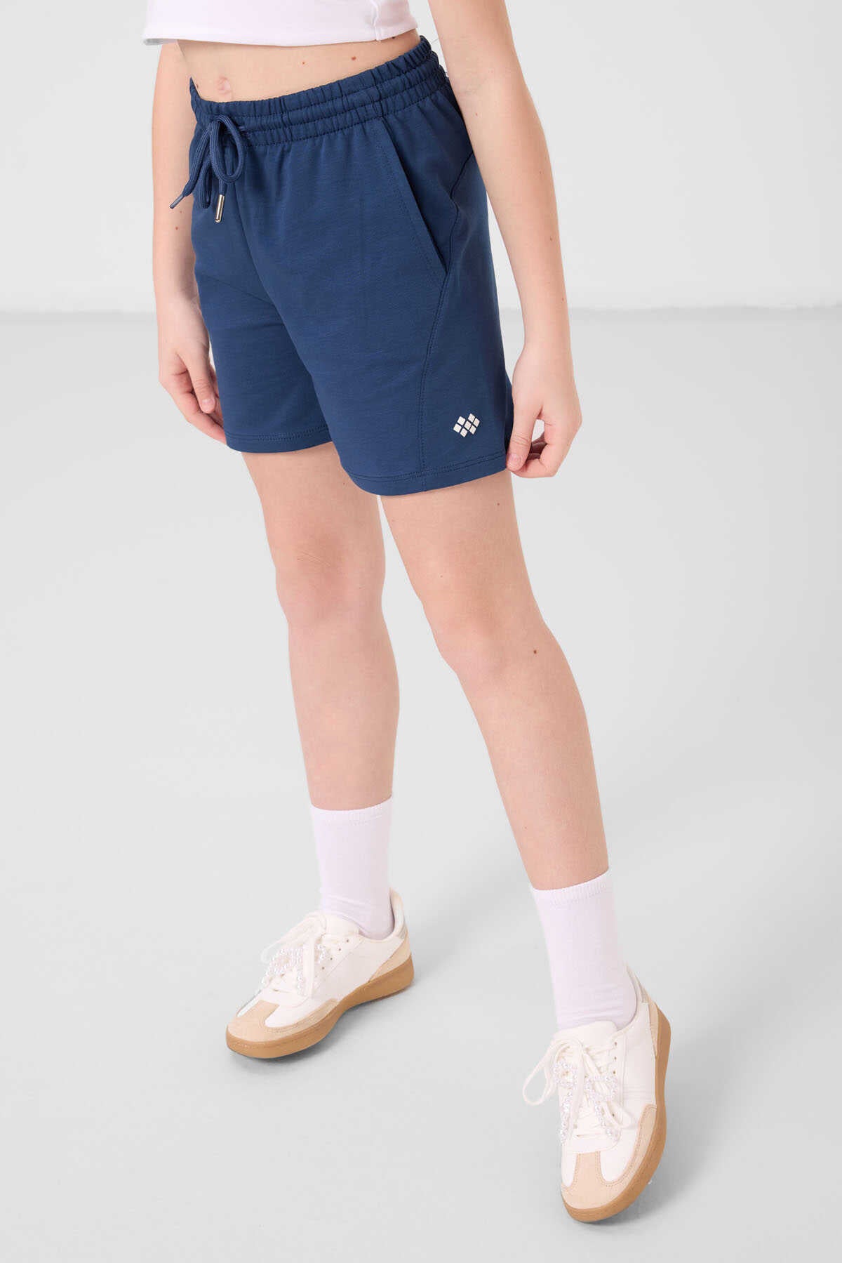 Tommylife Toptan Pamuklu Yumuşak Dokulu Standart Fit Basic Kız Çocuk Şort Takım 75184 Ekru Parlament