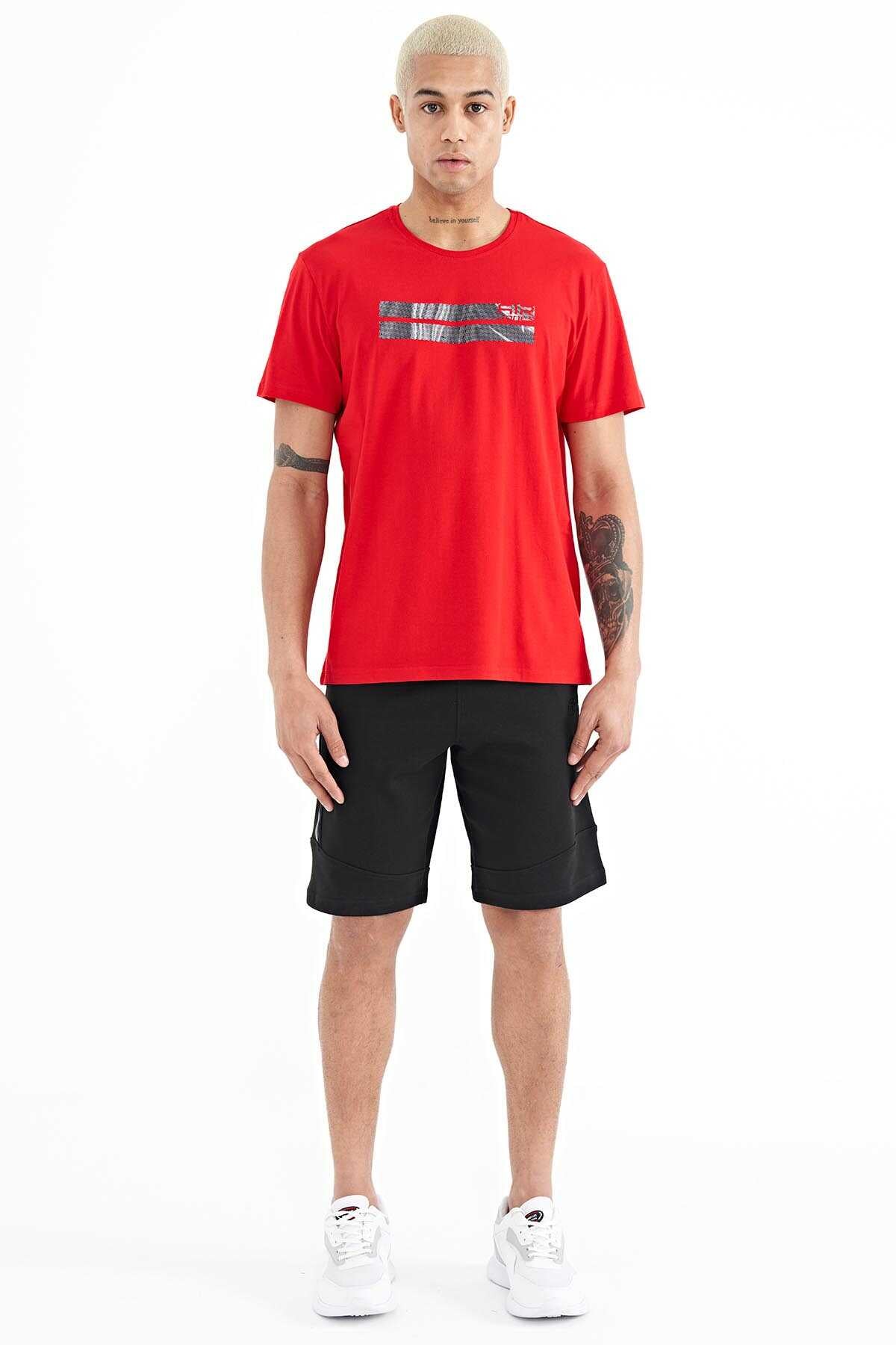 Tommylife Toptan Peter O Yaka Standart Kalıp Baskılı Erkek T-Shirt 88204 Siyah