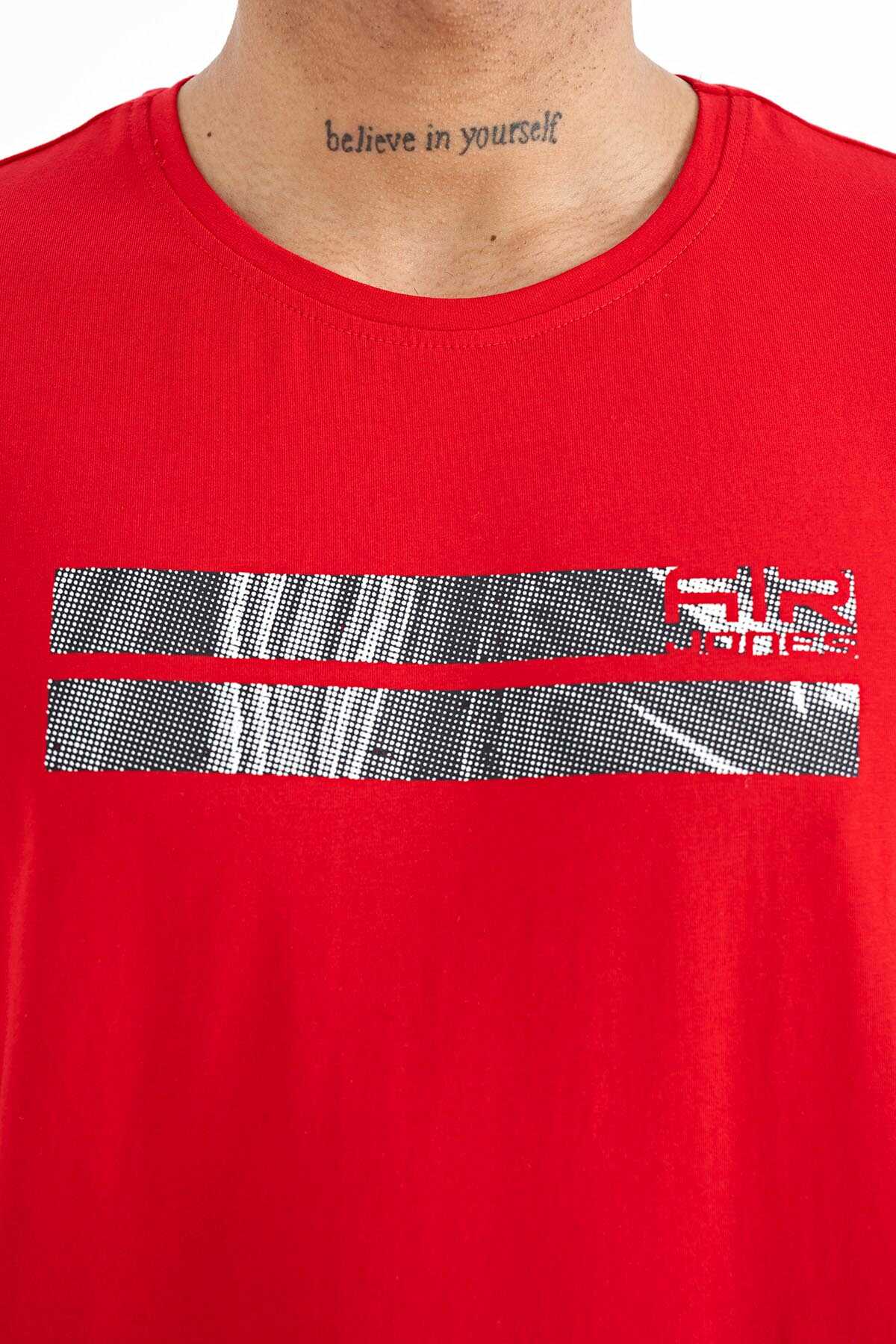 Tommylife Toptan Peter O Yaka Standart Kalıp Baskılı Erkek T-Shirt 88204 Siyah