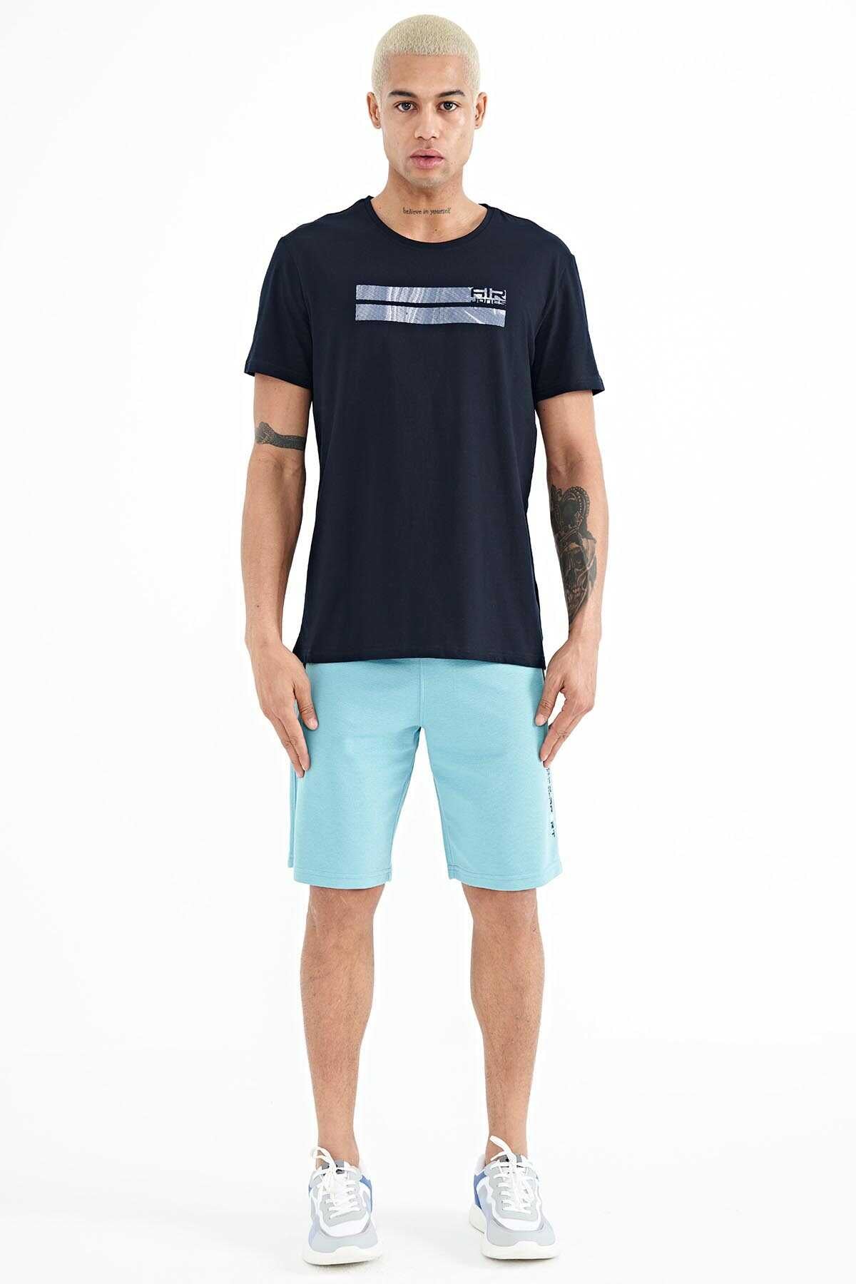 Tommylife Toptan Peter O Yaka Standart Kalıp Baskılı Erkek T-Shirt 88204 Siyah