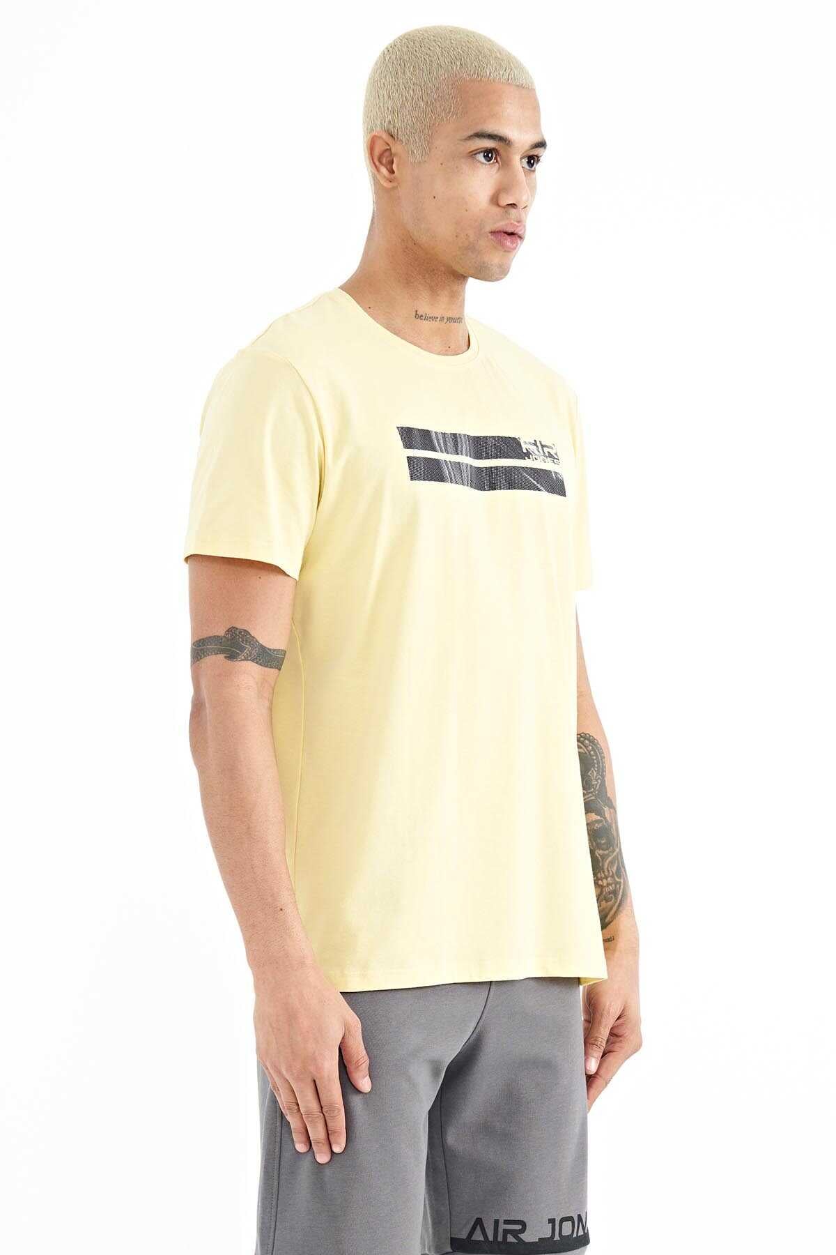 Tommylife Toptan Peter O Yaka Standart Kalıp Baskılı Erkek T-Shirt 88204 Siyah