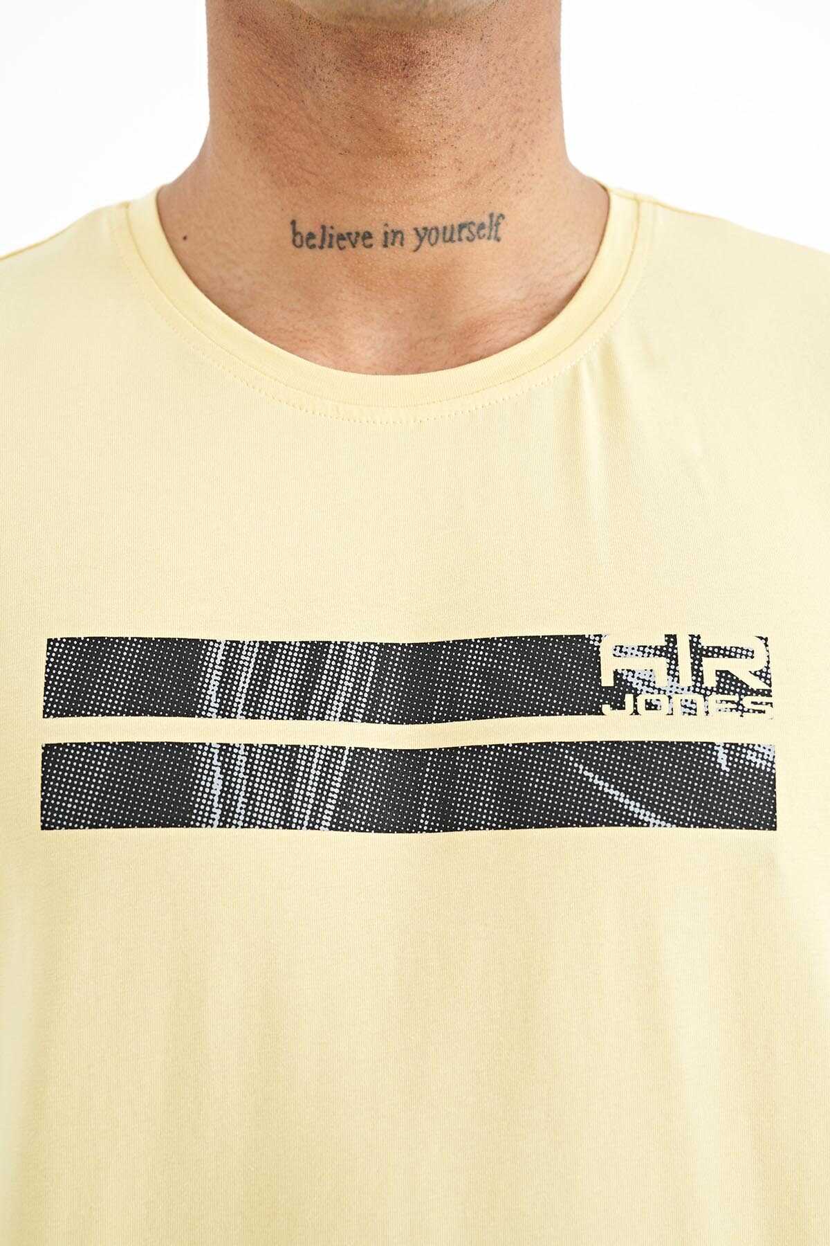 Tommylife Toptan Peter O Yaka Standart Kalıp Baskılı Erkek T-Shirt 88204 Siyah