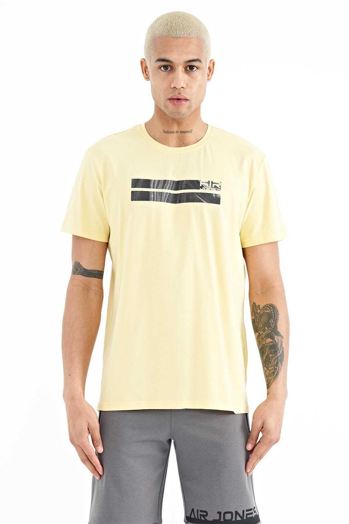 Tommylife Toptan Peter O Yaka Standart Kalıp Baskılı Erkek T-Shirt 88204 Siyah