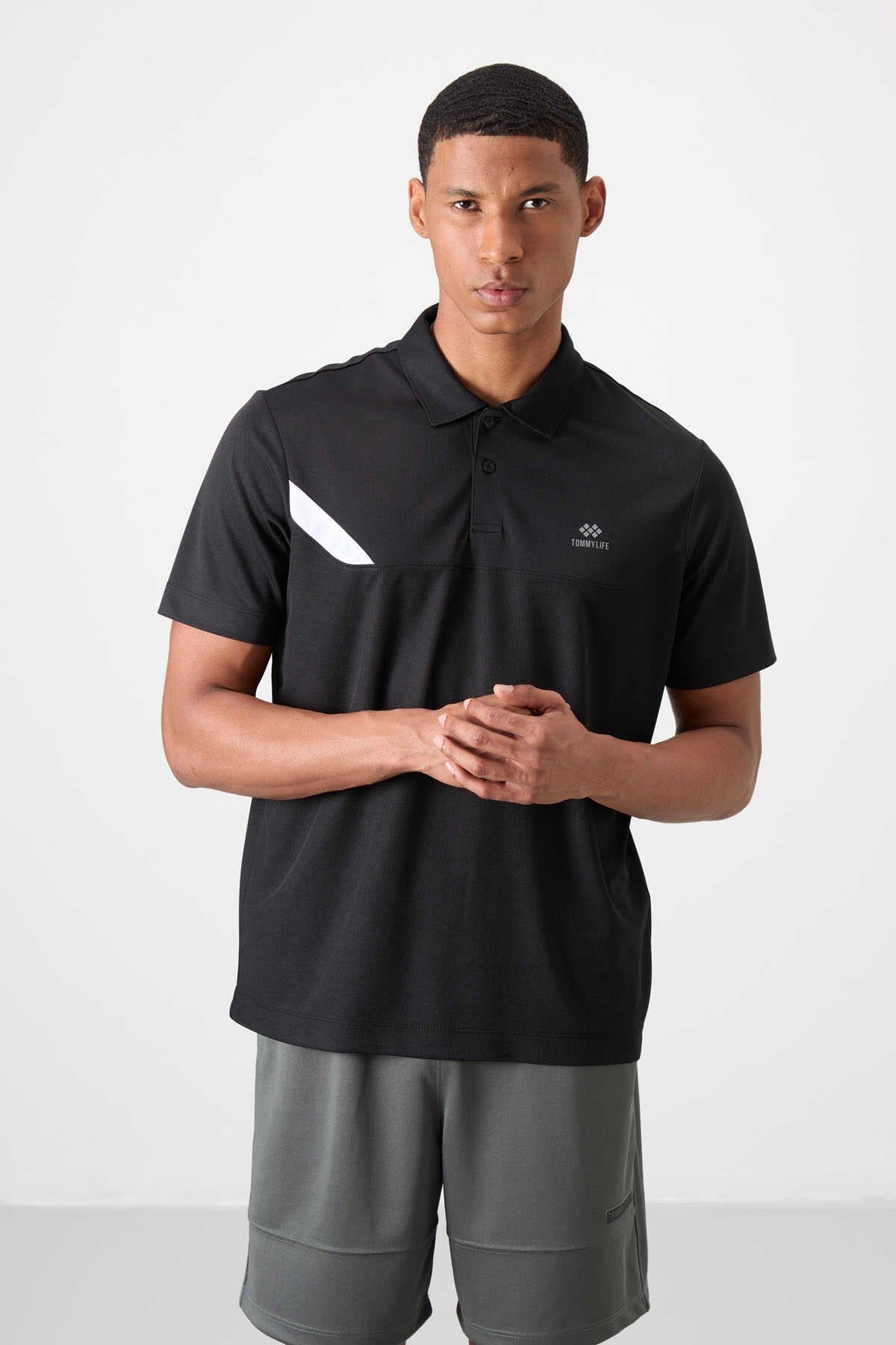Tommylife Wholesale Polo Collar Standard Fit Active Sports Men's T-Shirt 88402 Black