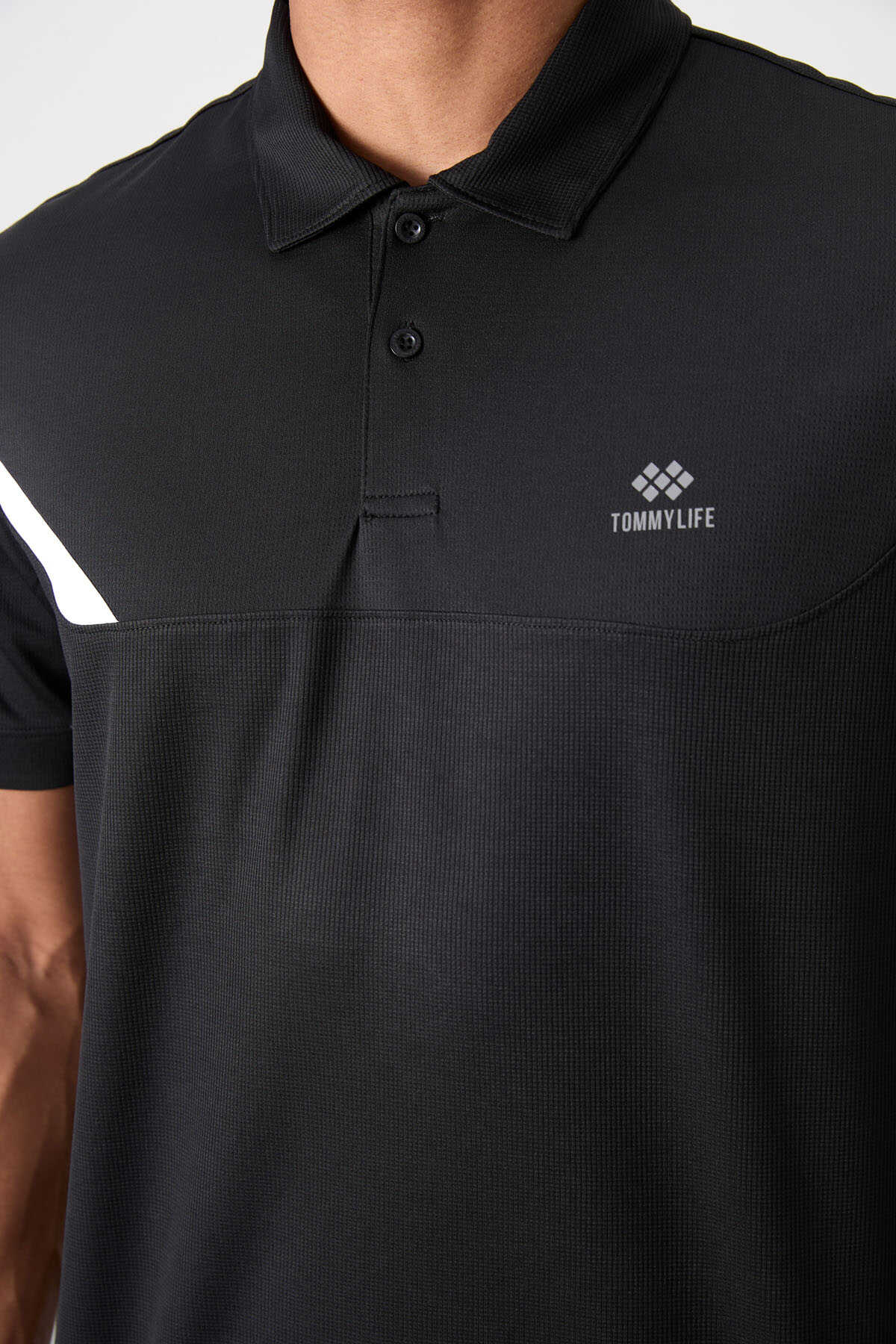 Tommylife Wholesale Polo Collar Standard Fit Active Sports Men's T-Shirt 88402 Black
