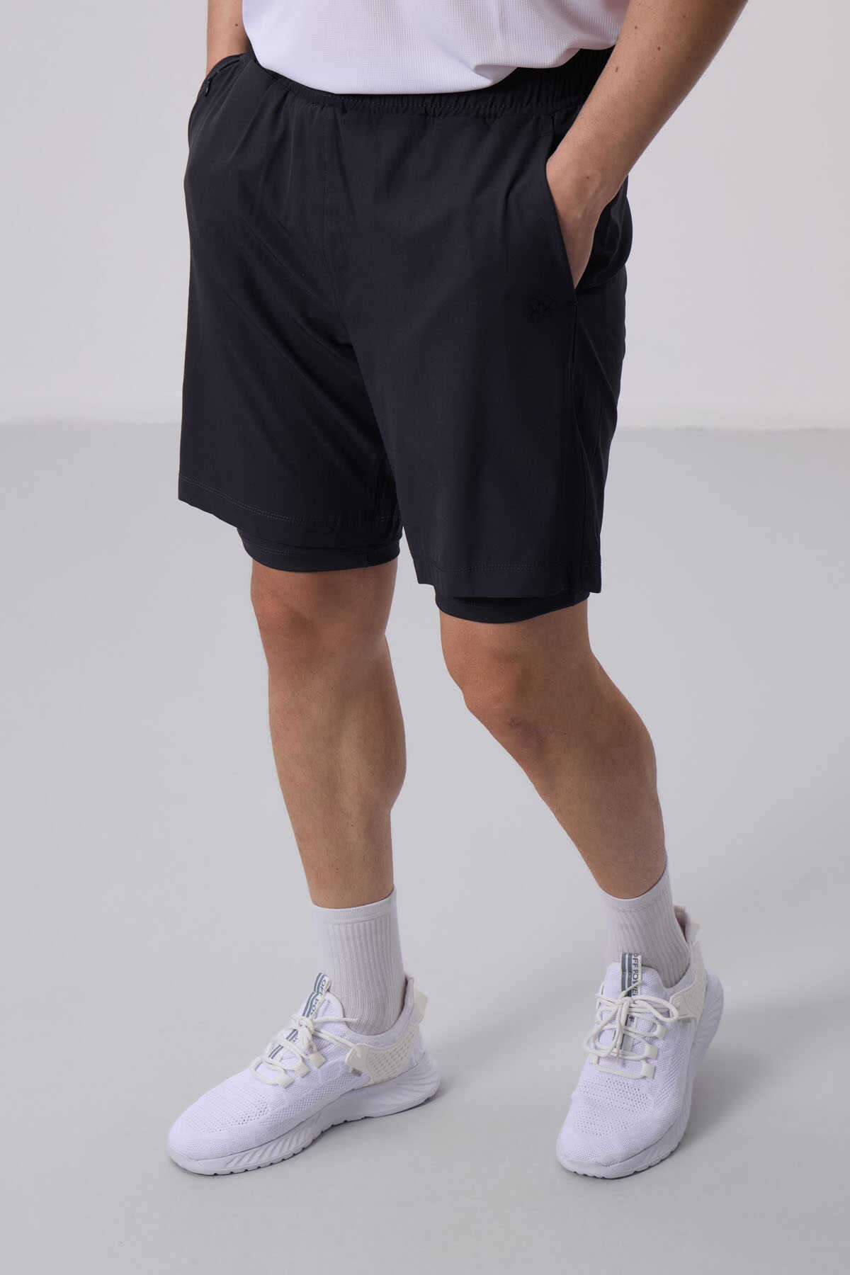 Tommylife Wholesale Polyester Standard Fit Men's Shorts with Tights 81287 Black
