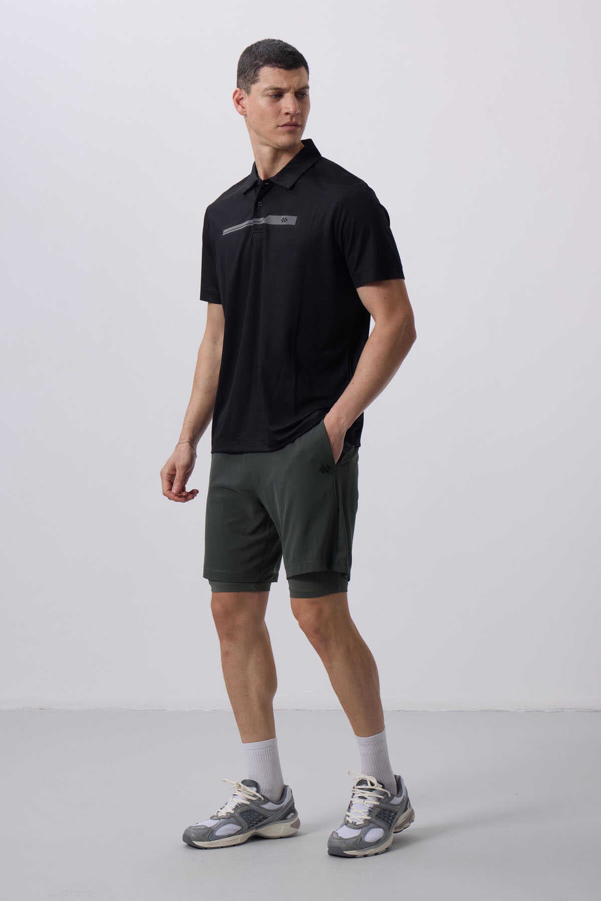Tommylife Wholesale Polyester Standard Fit Men's Shorts with Tights 81287 Black
