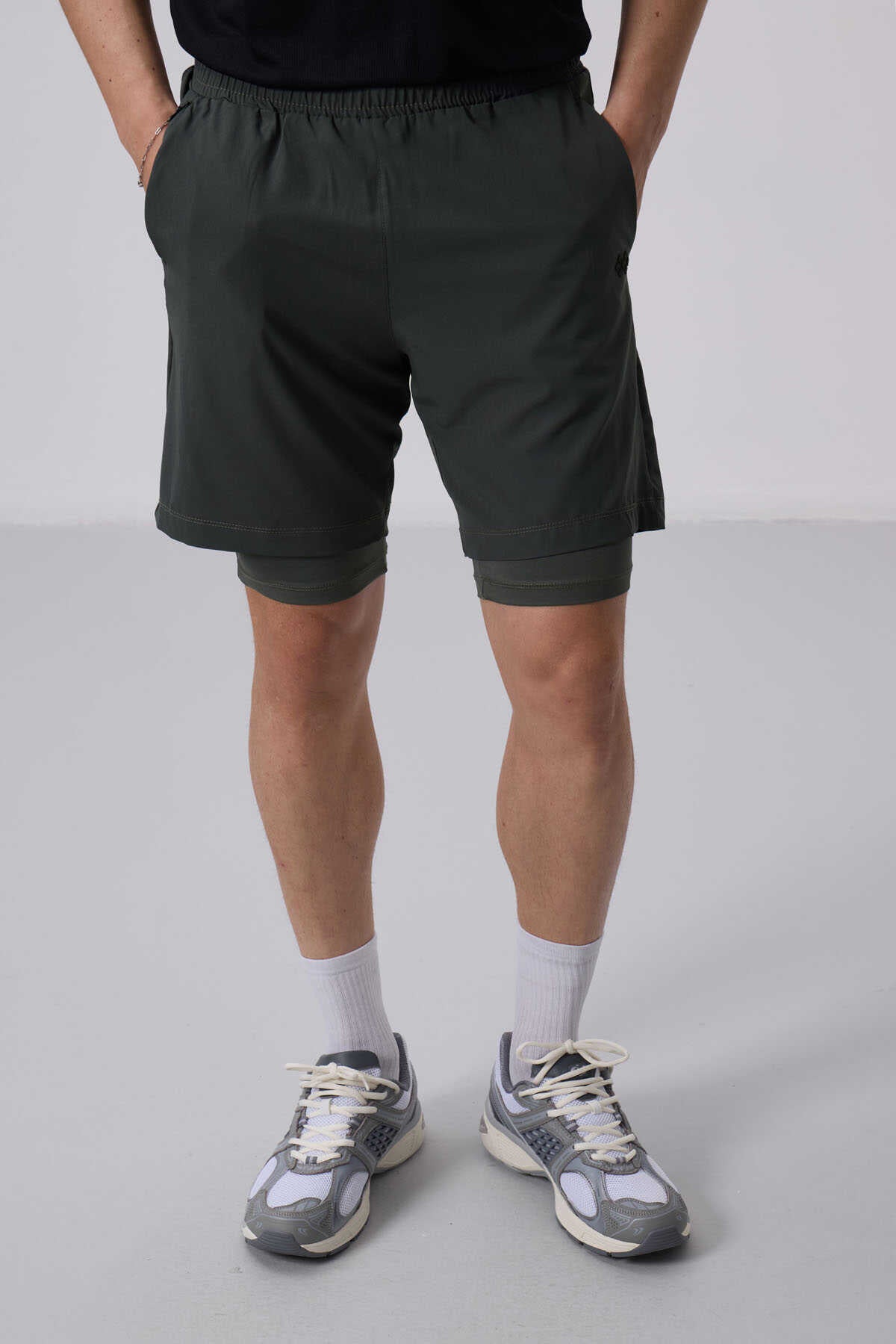 Tommylife Wholesale Polyester Standard Fit Men's Shorts with Tights 81287 Black