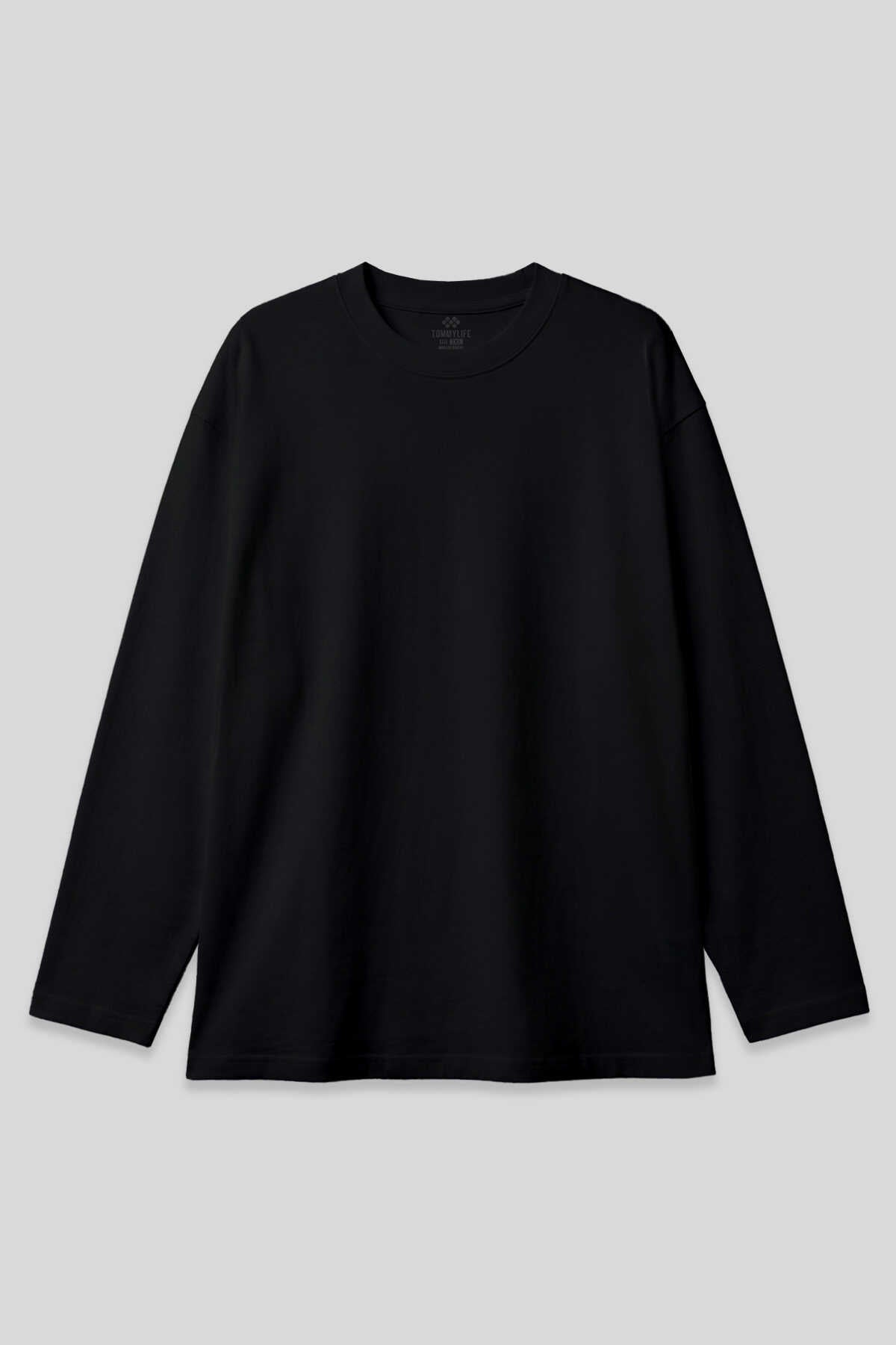Tommylife Toptan Siyah Basic O Yaka Erkek Sweatshirt - 88107