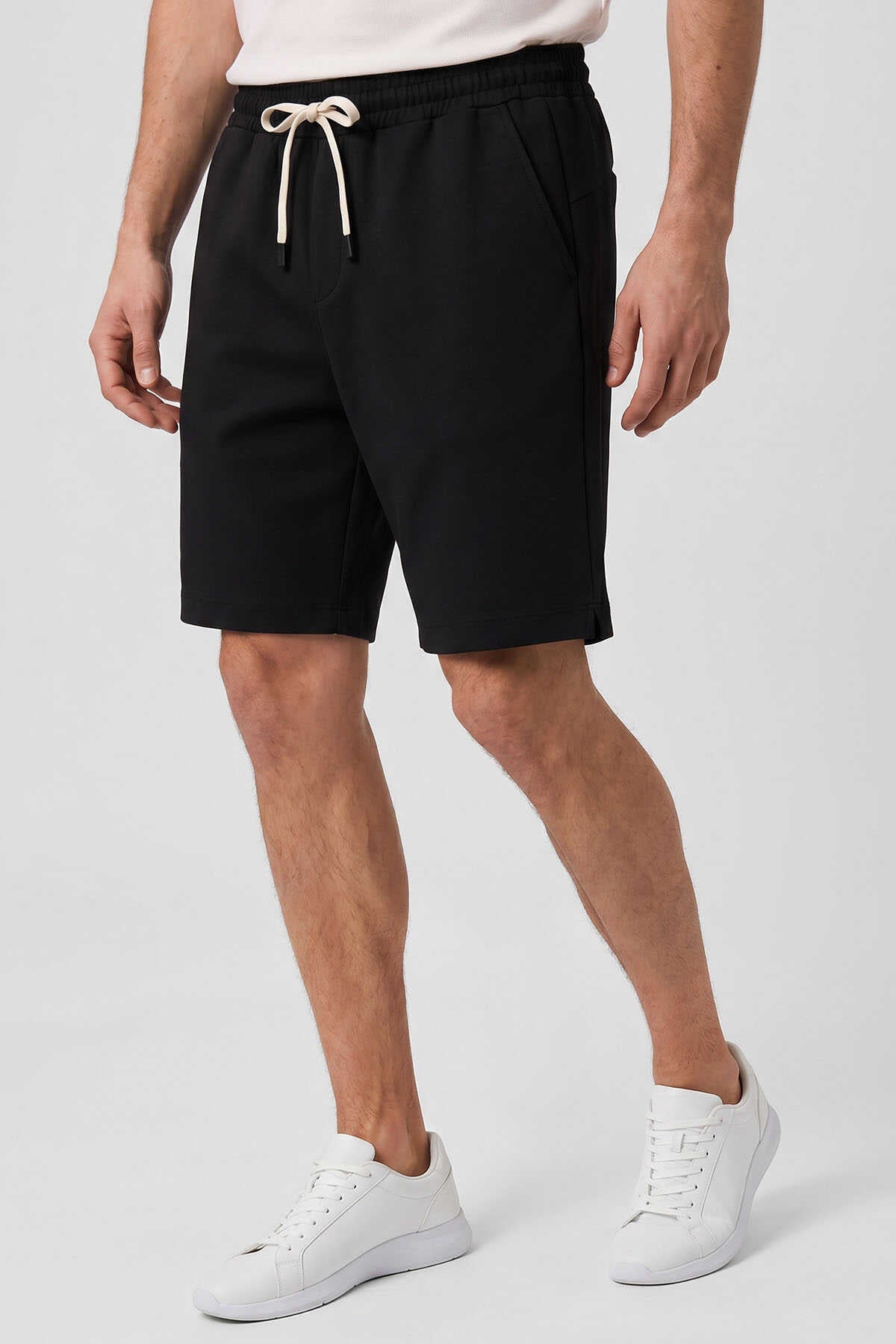 Tommylife Toptan Siyah Standart Fit Basic Arka Cepli Erkek Şort - 88314