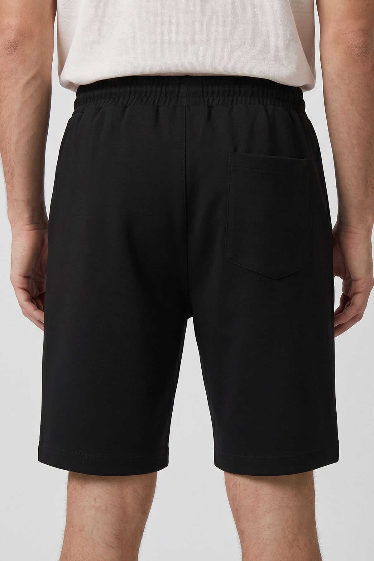 Tommylife Toptan Siyah Standart Fit Basic Arka Cepli Erkek Şort - 88314