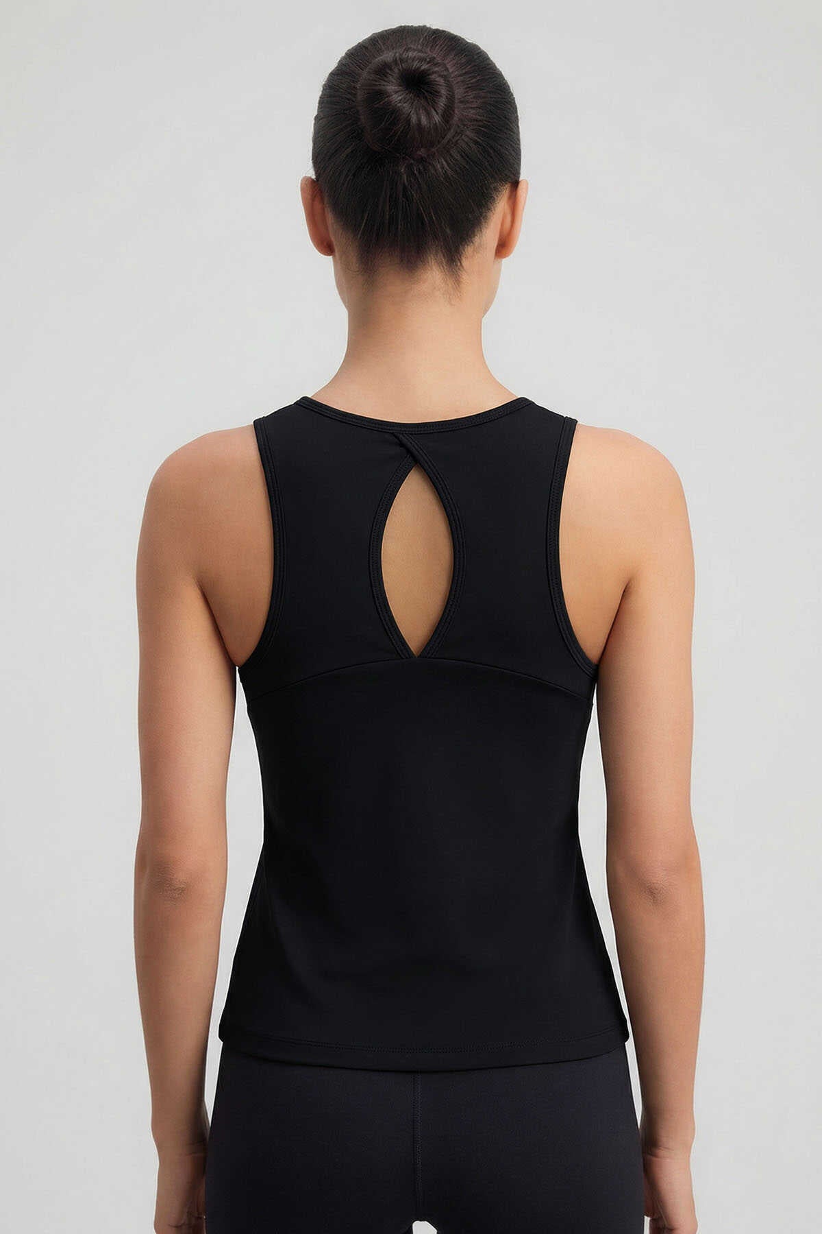 Tommylife Wholesale Black Standard Fit Cross Back Detail Women's Sports Vest - 97296