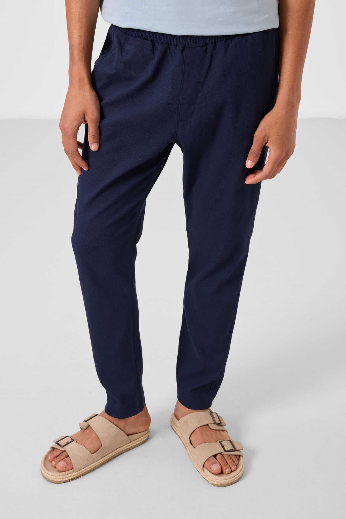 Tommylife Wholesale Standard Fit Woven Lightweight Stretchy Chino Men's Trousers 82177 Black