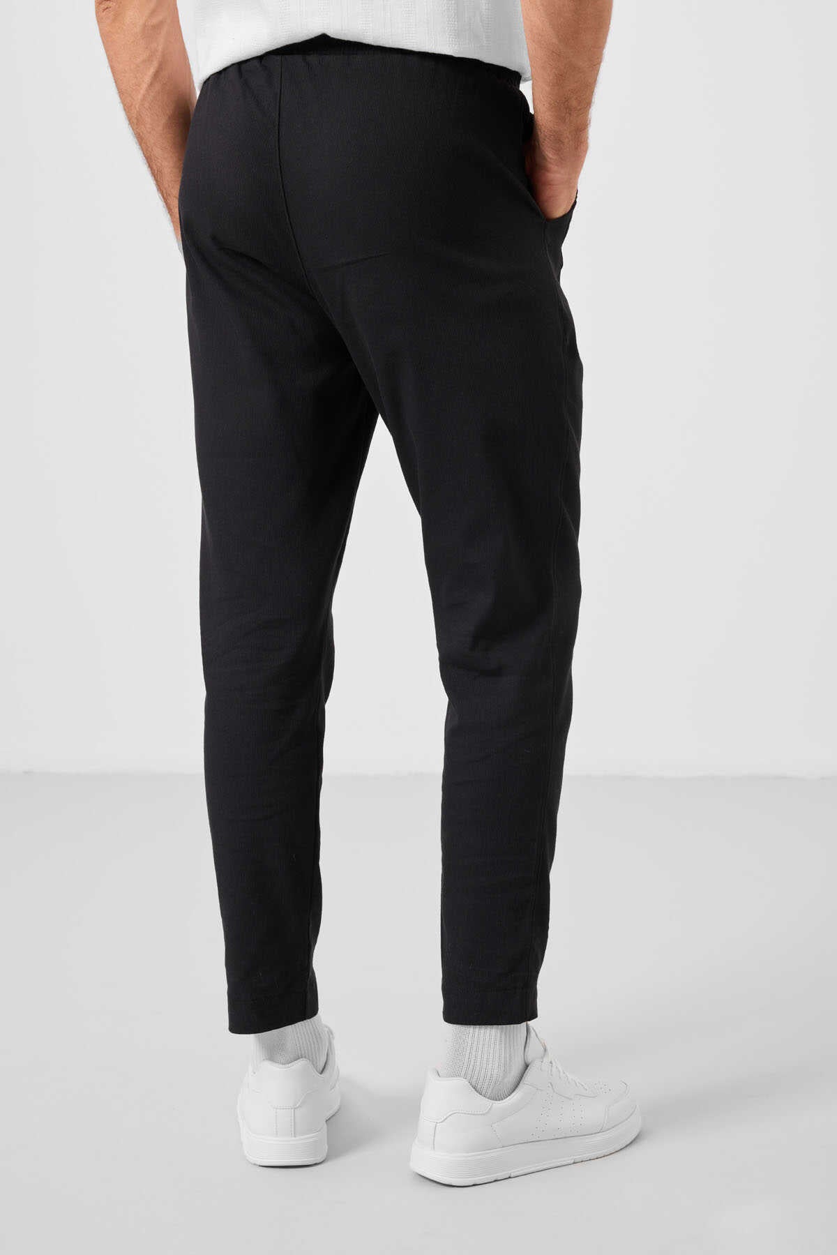 Tommylife Wholesale Standard Fit Woven Lightweight Stretchy Chino Men's Trousers 82177 Black