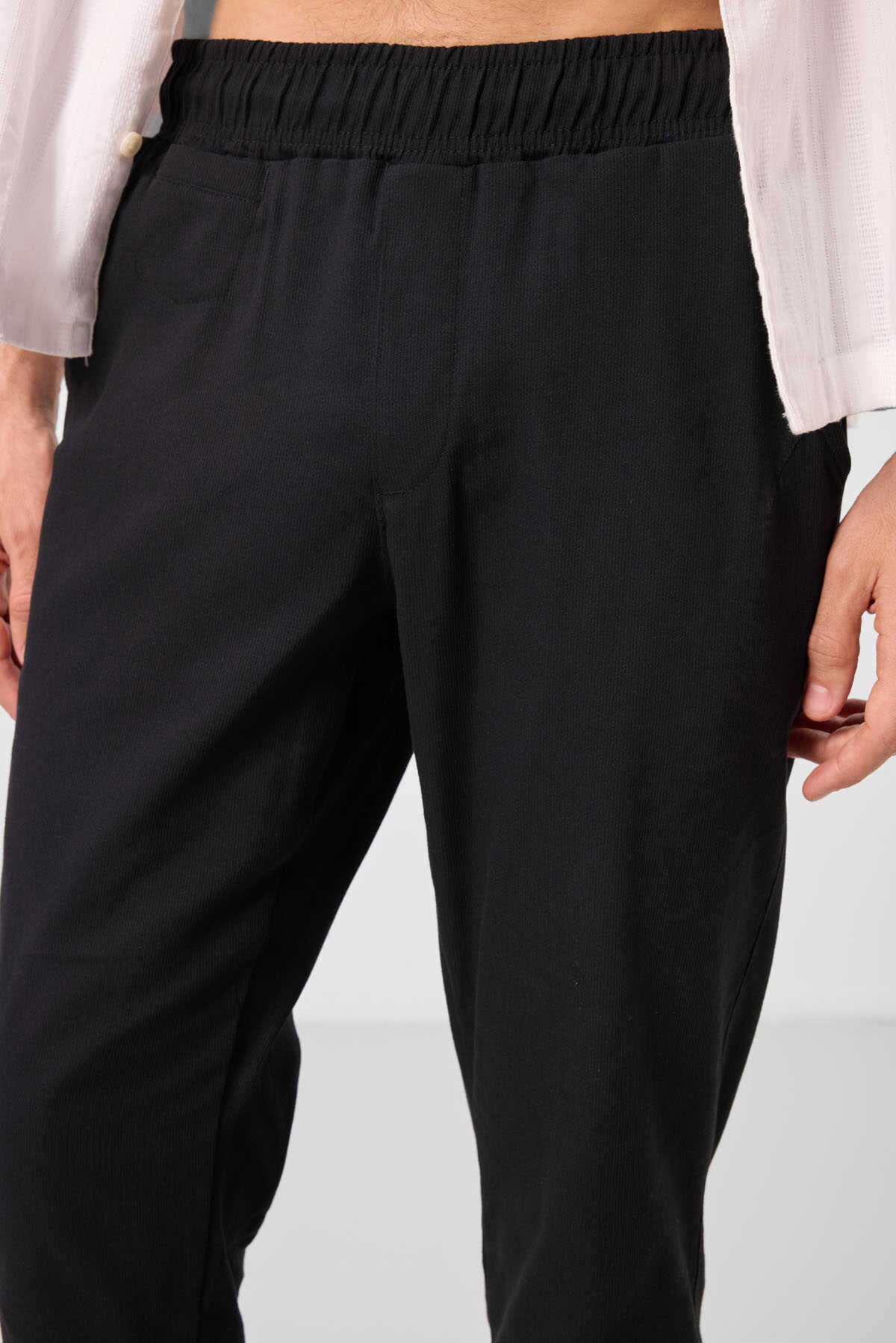 Tommylife Wholesale Standard Fit Woven Lightweight Stretchy Chino Men's Trousers 82177 Black