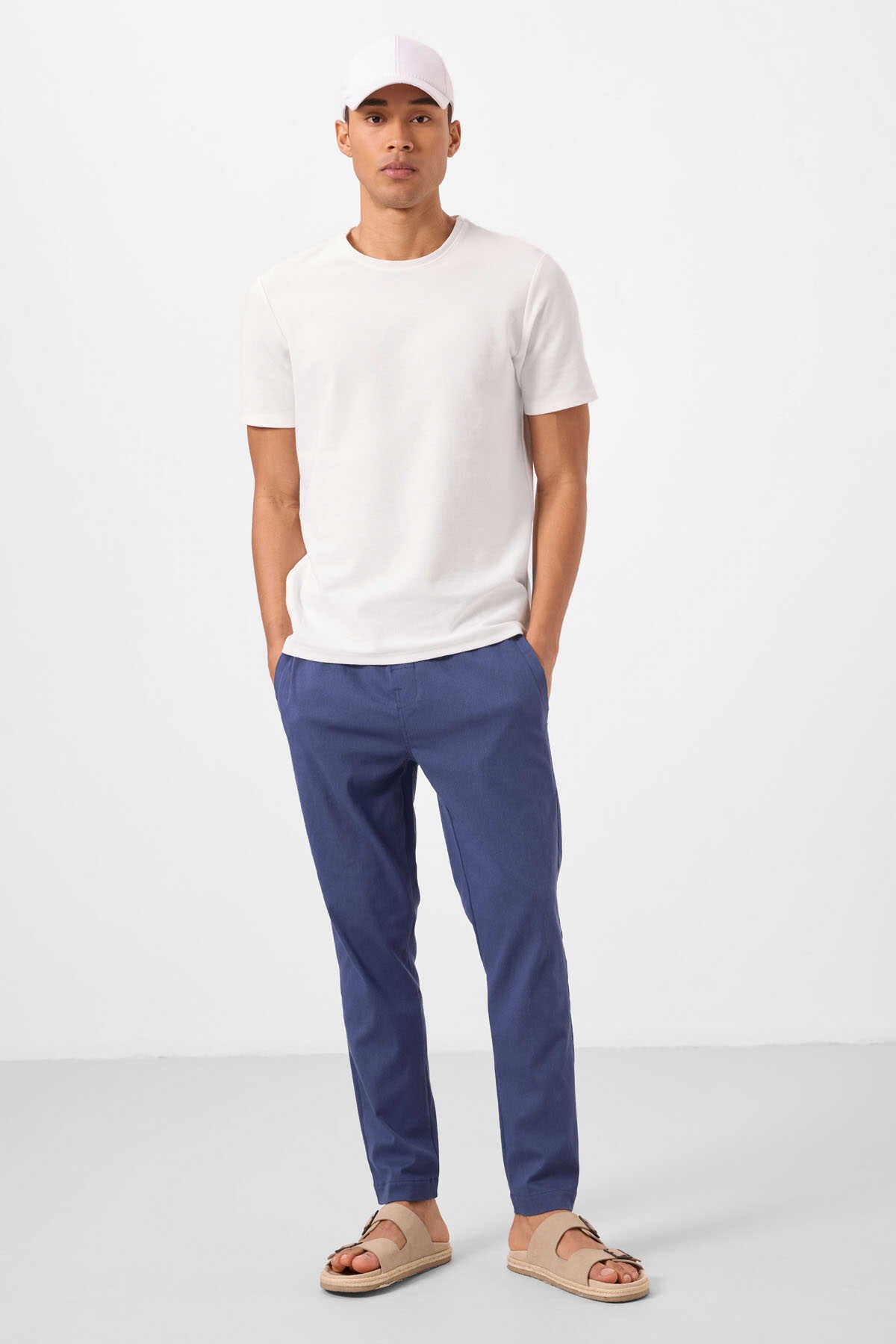 Tommylife Wholesale Standard Fit Woven Lightweight Stretchy Chino Men's Trousers 82179 Royal Blue
