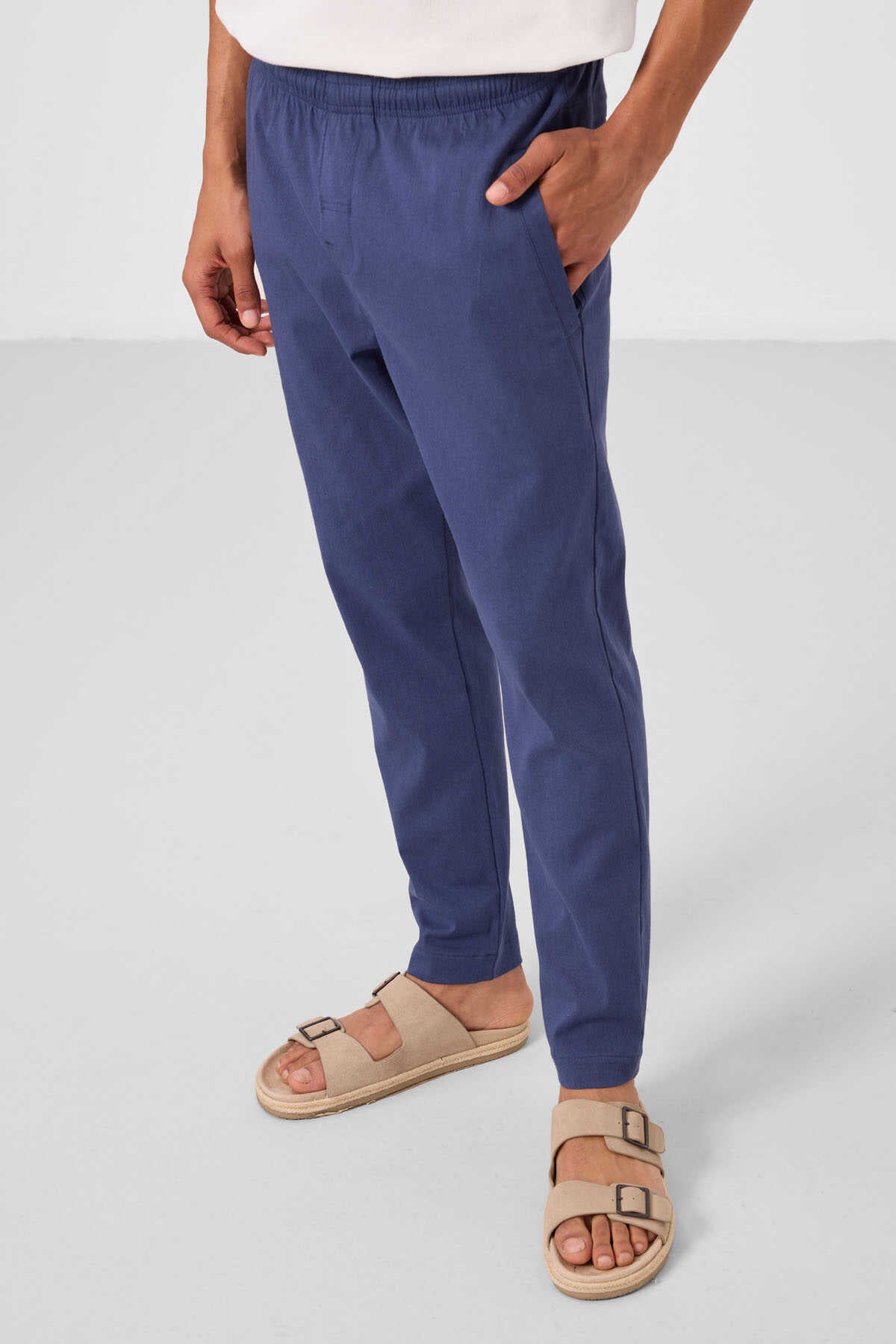 Tommylife Wholesale Standard Fit Woven Lightweight Stretchy Chino Men's Trousers 82179 Royal Blue