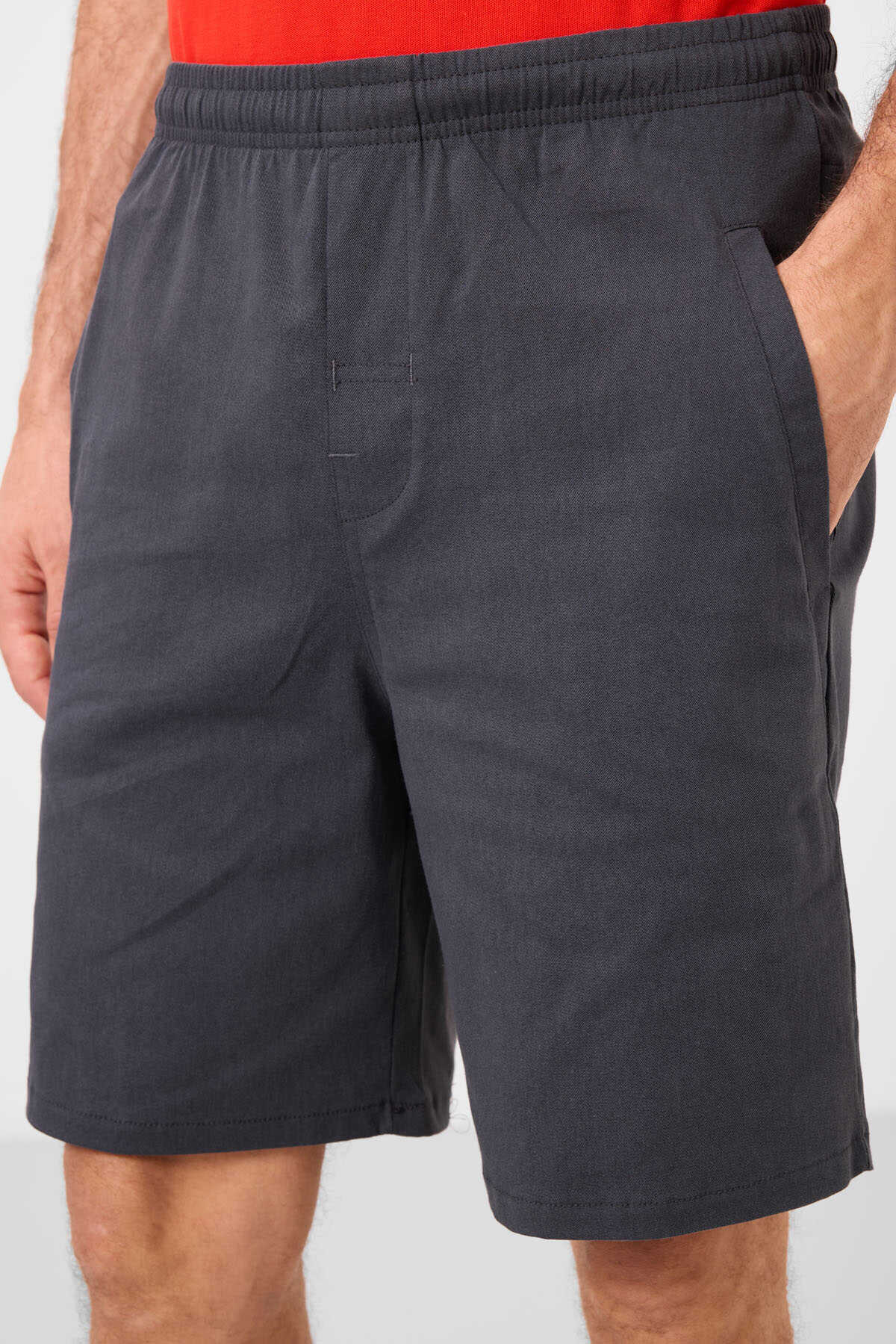 Tommylife Wholesale Standard Fit Woven Lightweight Flexible Chino Men's Shorts 81292 Gray