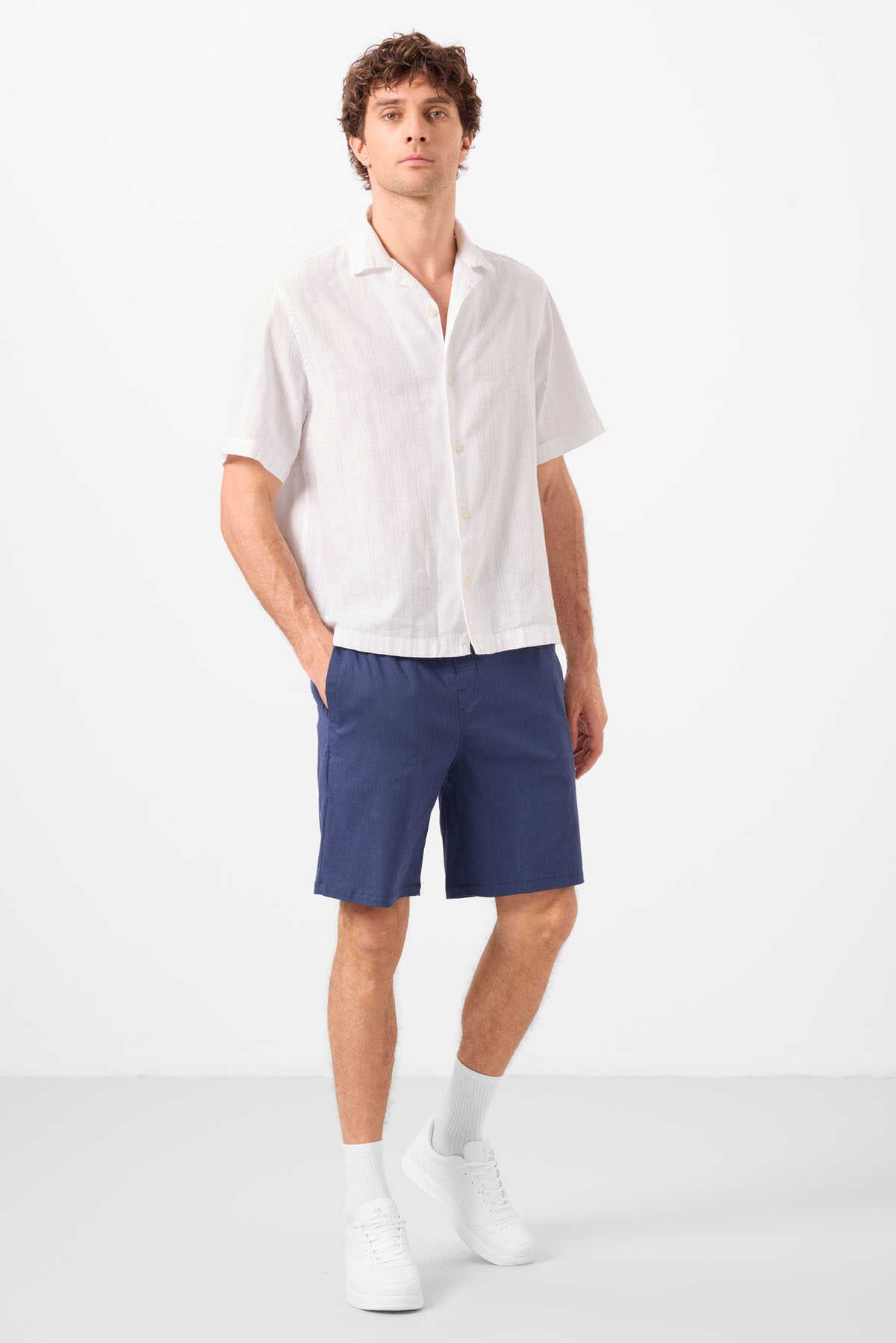 Tommylife Wholesale Standard Fit Woven Lightweight Flexible Chino Men's Shorts 81292 Gray