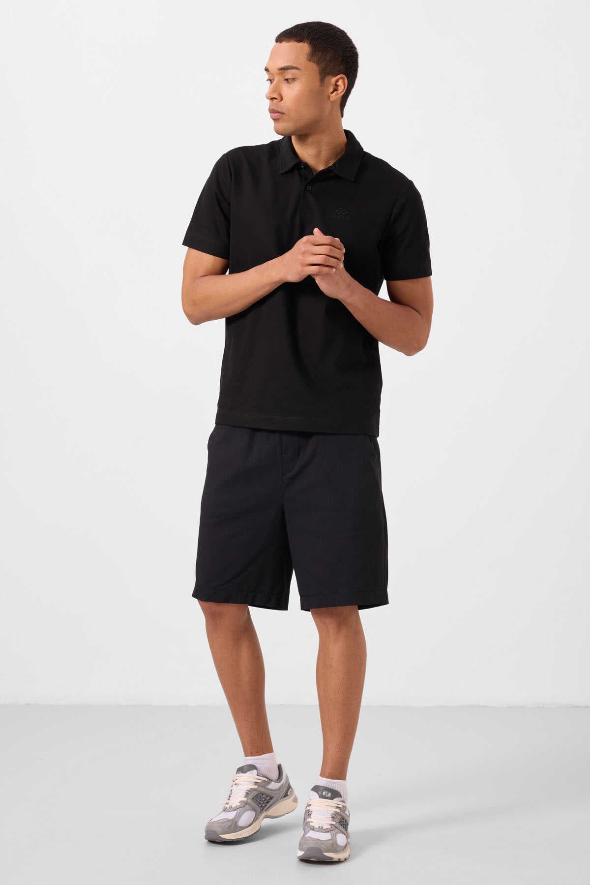 Tommylife Wholesale Standard Fit Woven Lightweight Stretchy Chino Men's Shorts 81293 Black