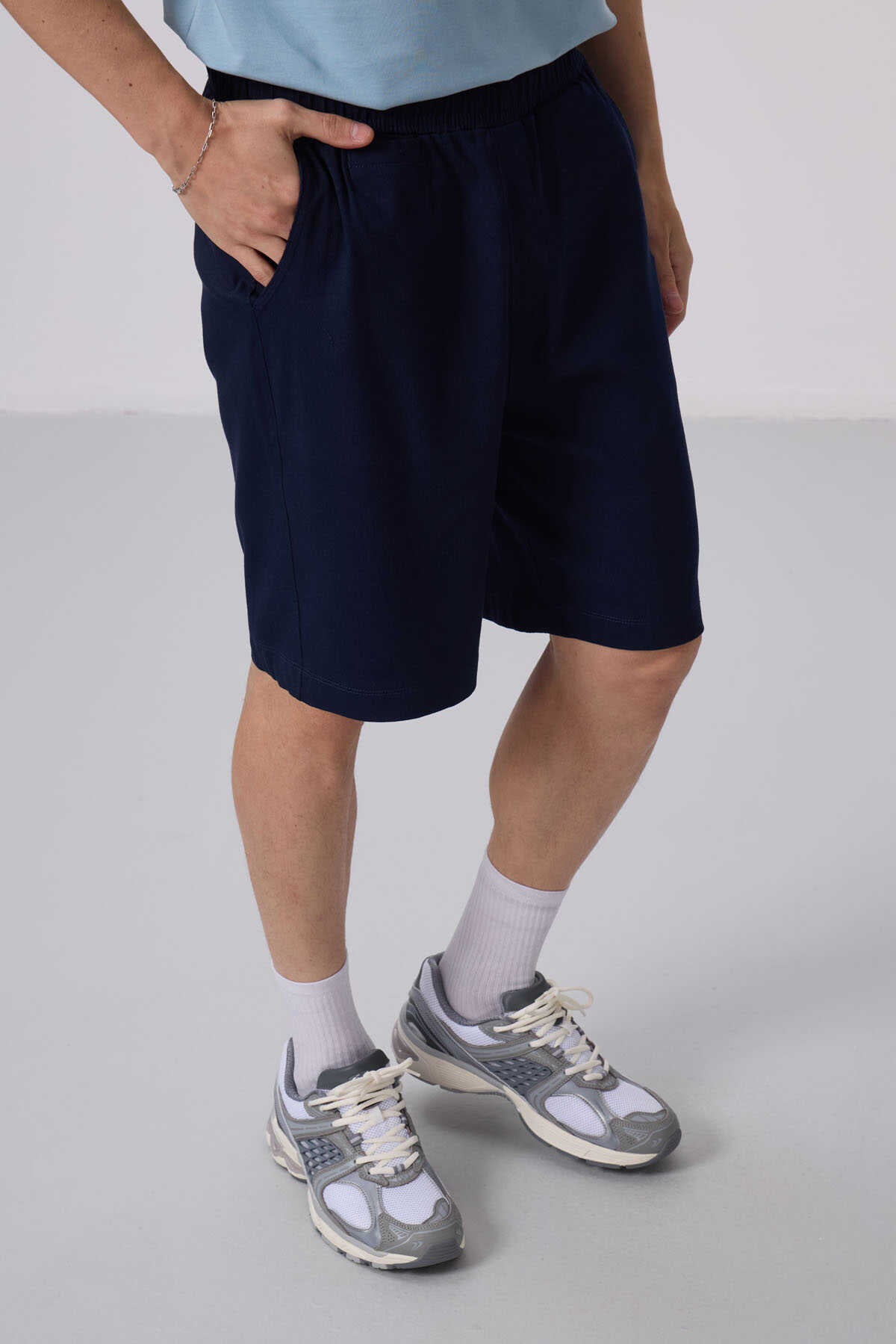 Tommylife Toptan Standart Fit Dokuma Hafif Esnek Chino Şort 81290 Siyah
