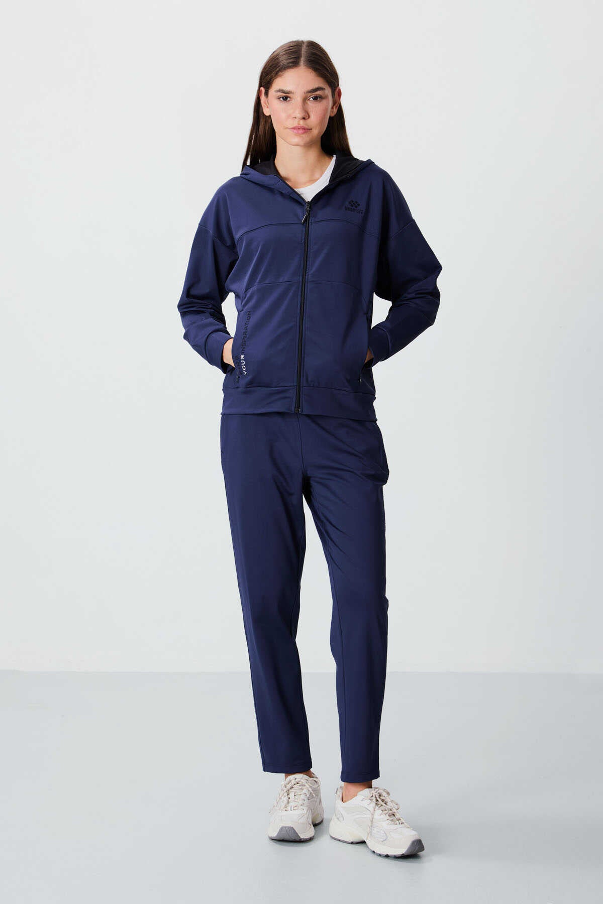 Tommylife Wholesale Standard Fit Hooded Women's Tracksuit 95306 Indigo