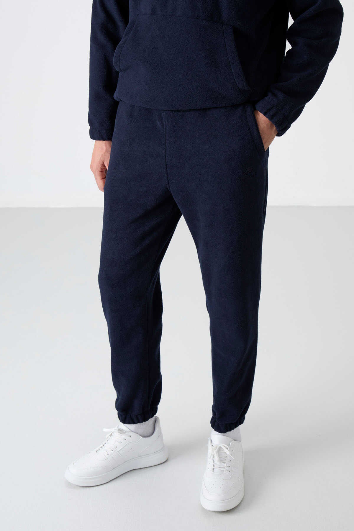 Tommylife Toptan Standart Kalıp Yarım Fermuar Polar Erkek Eşofman Takımı 85159 Lacivert