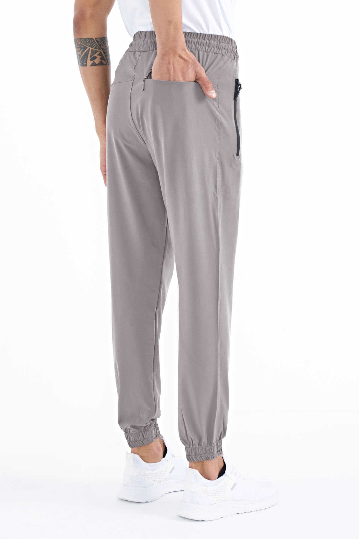 Tommylife Wholesale Beige Men's Basic Pocketed Drawstring Relaxed Fit Cuffed Joggers - 84826