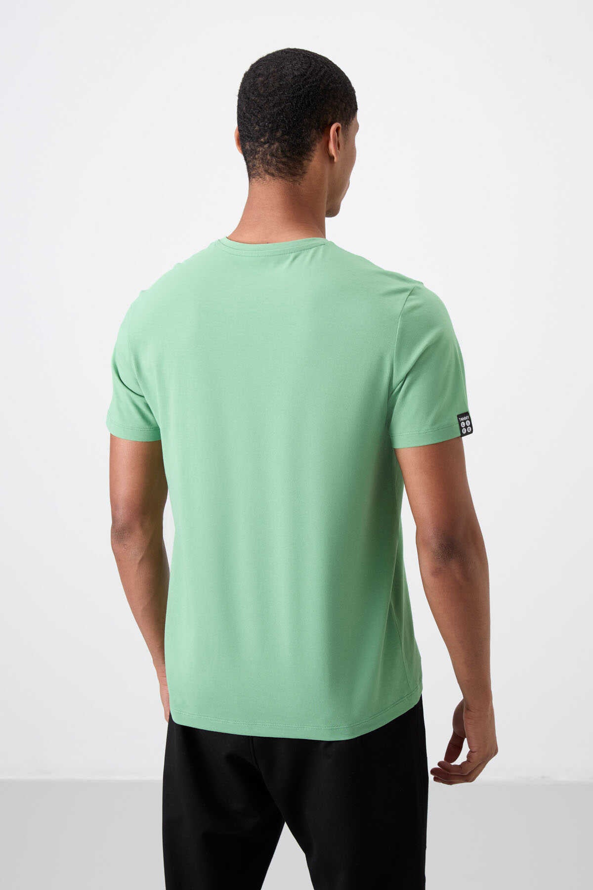 Tommylife Wholesale V-Neck Regular Fit Basic Men's T-Shirt 87912 Pastel Green