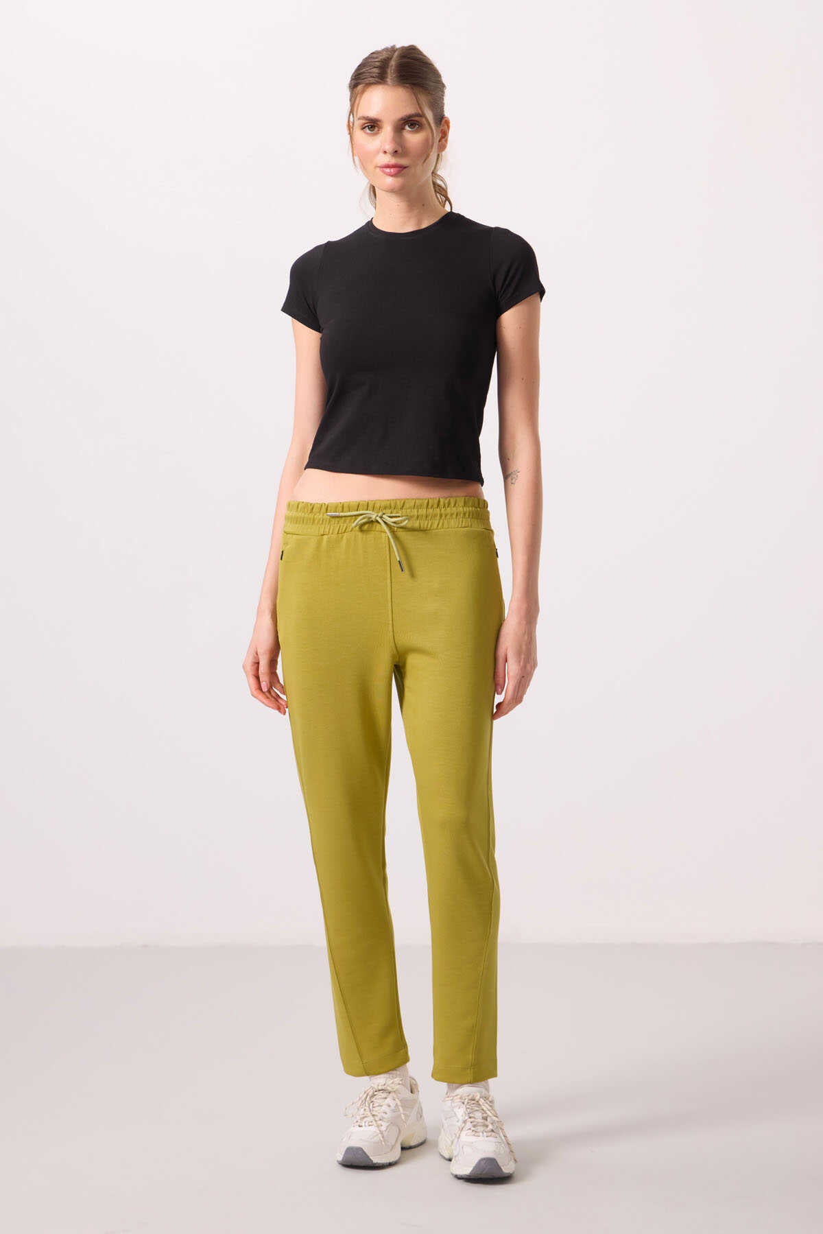Tommylife Wholesale Soft Texture Hidden Zipper Skinny Leg Women's Trousers - 94668 Black