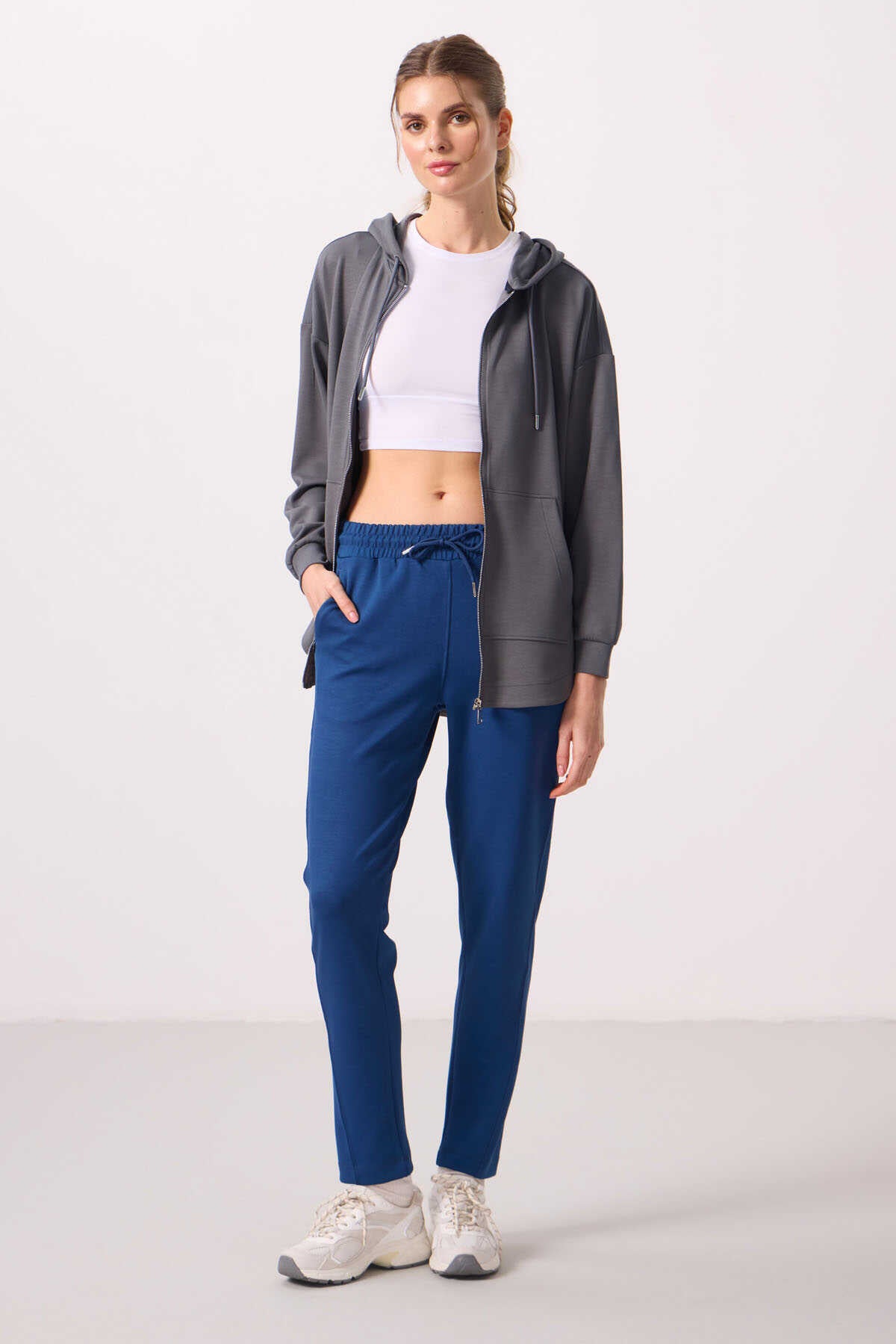 Tommylife Wholesale Soft Texture Hidden Zipper Skinny Leg Women's Trousers - 94668 Black