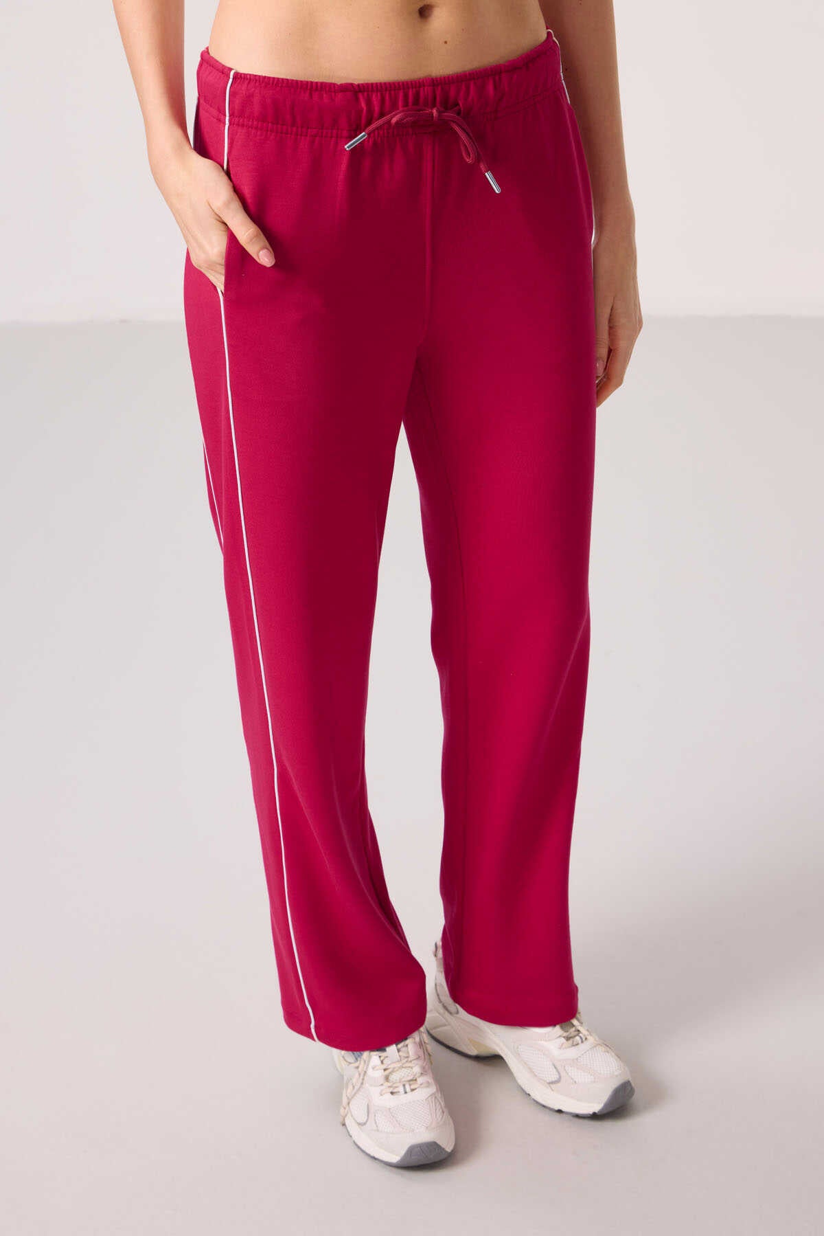 Tommylife Wholesale Soft Textured Side Panel Detailed Wide Leg Women's Palazzo Pants - 94669 Black