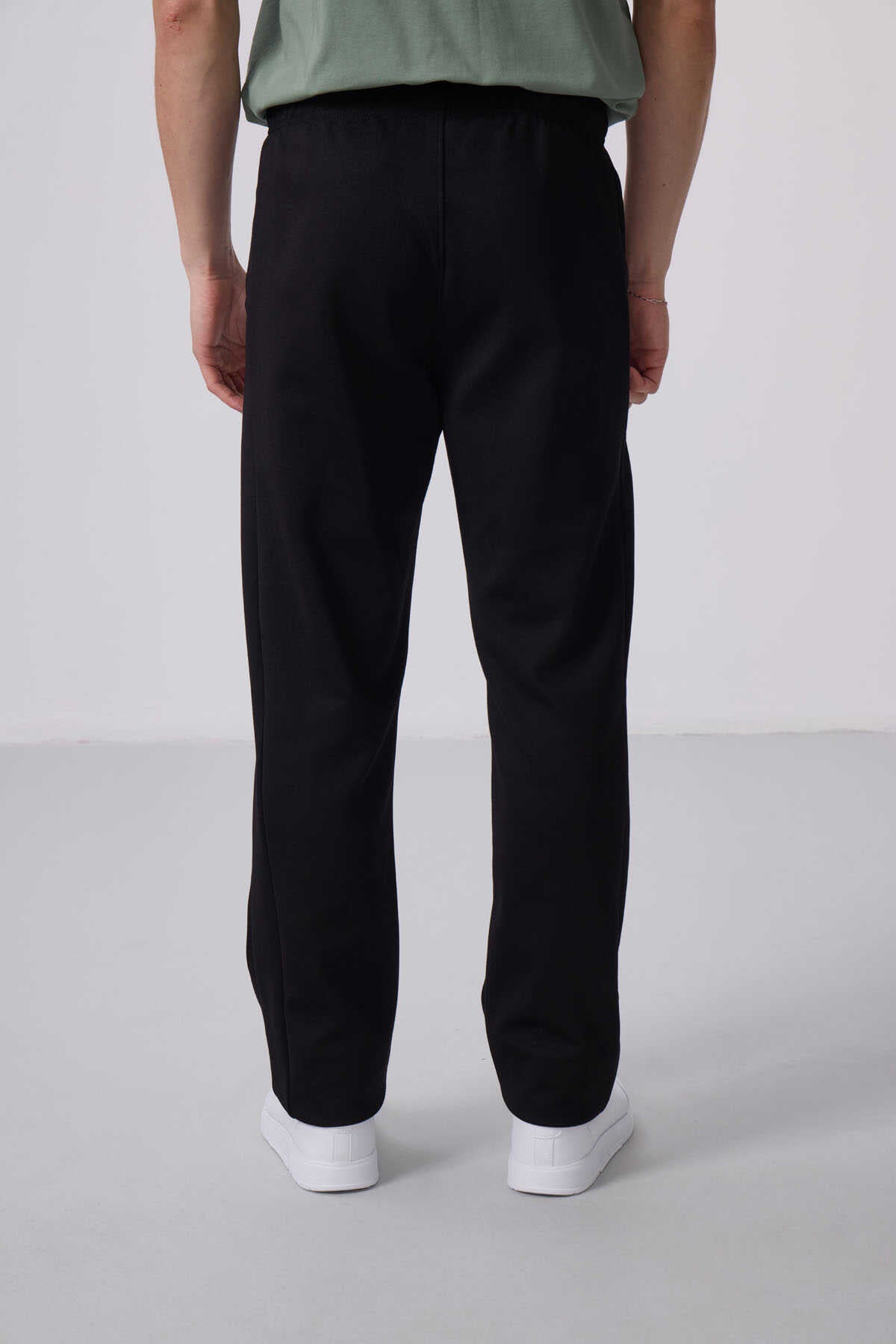 Tommylife Wholesale Textured Surface Standard Fit Palazzo Men's Trousers 82171 Black