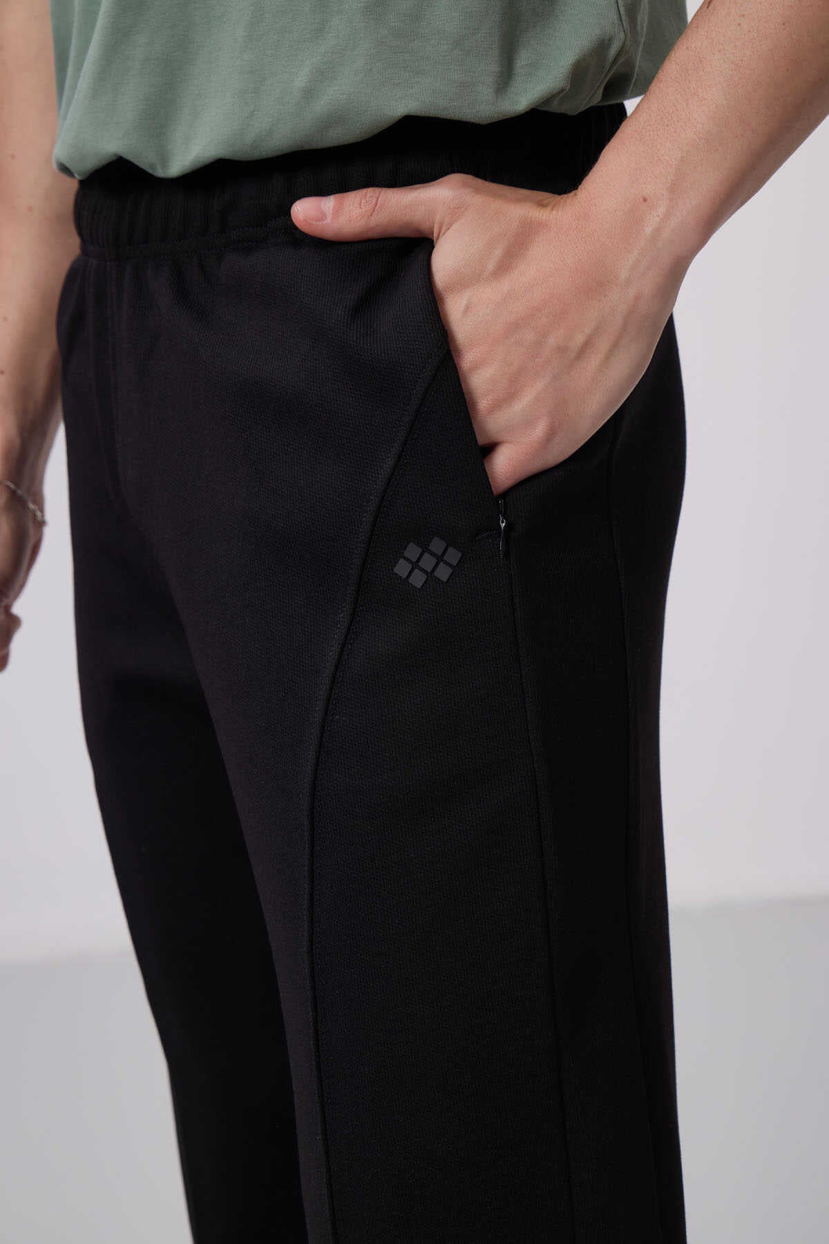 Tommylife Wholesale Textured Surface Standard Fit Palazzo Men's Trousers 82171 Black