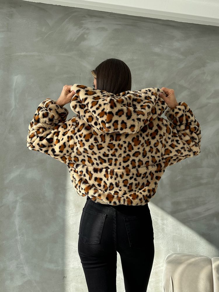 Leopar Bakılı Peluj Toptan Mont