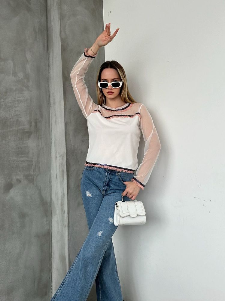 Tül Detaylı Toptan Bluz