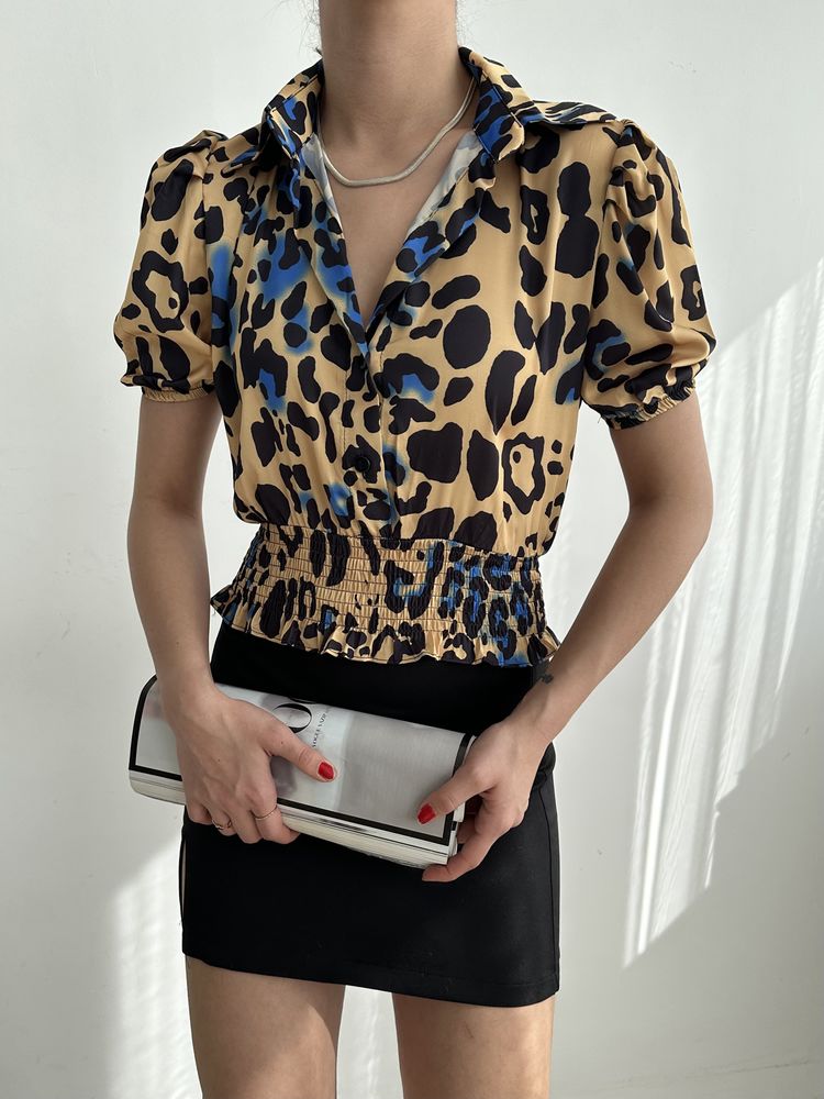 Topshow Leopar Saks Beli Gipeli Ouzu Pileli Toptan Gömlek