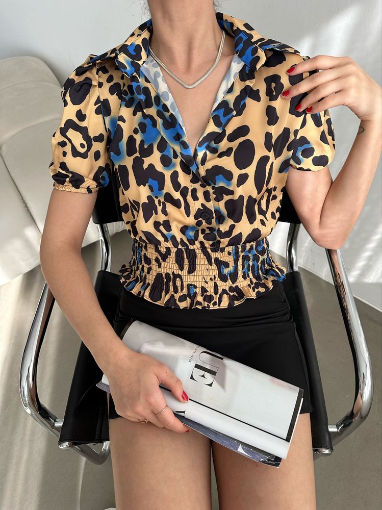 Topshow Leopar Saks Beli Gipeli Ouzu Pileli Toptan Gömlek
