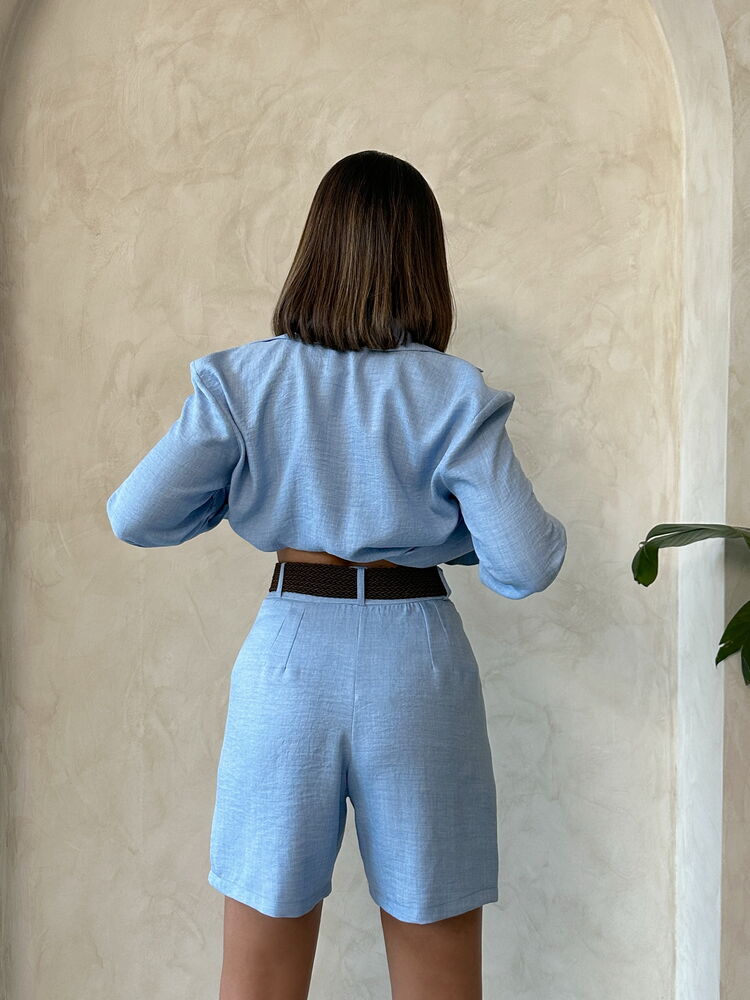 TOPSHOW Mavi Kemerli Toptan Şort