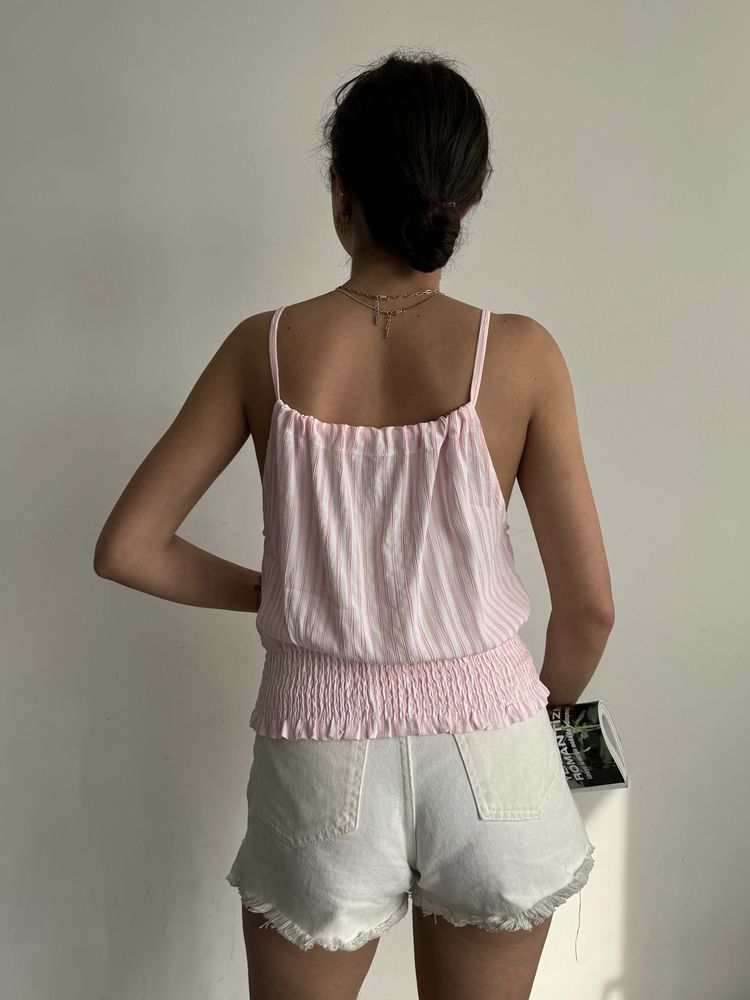 Topshow Pembe Göğüsten Boyuna Bağlamalı Toptan Bluz
