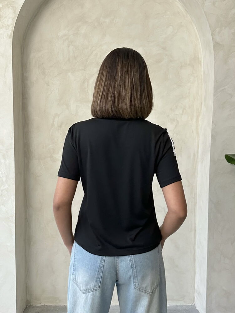 Topshow Siyah Çoban Dikişli Toptan Tişört