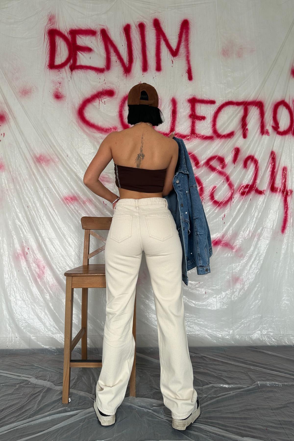 Toptan Bej Straightmania Jeans Pantolon