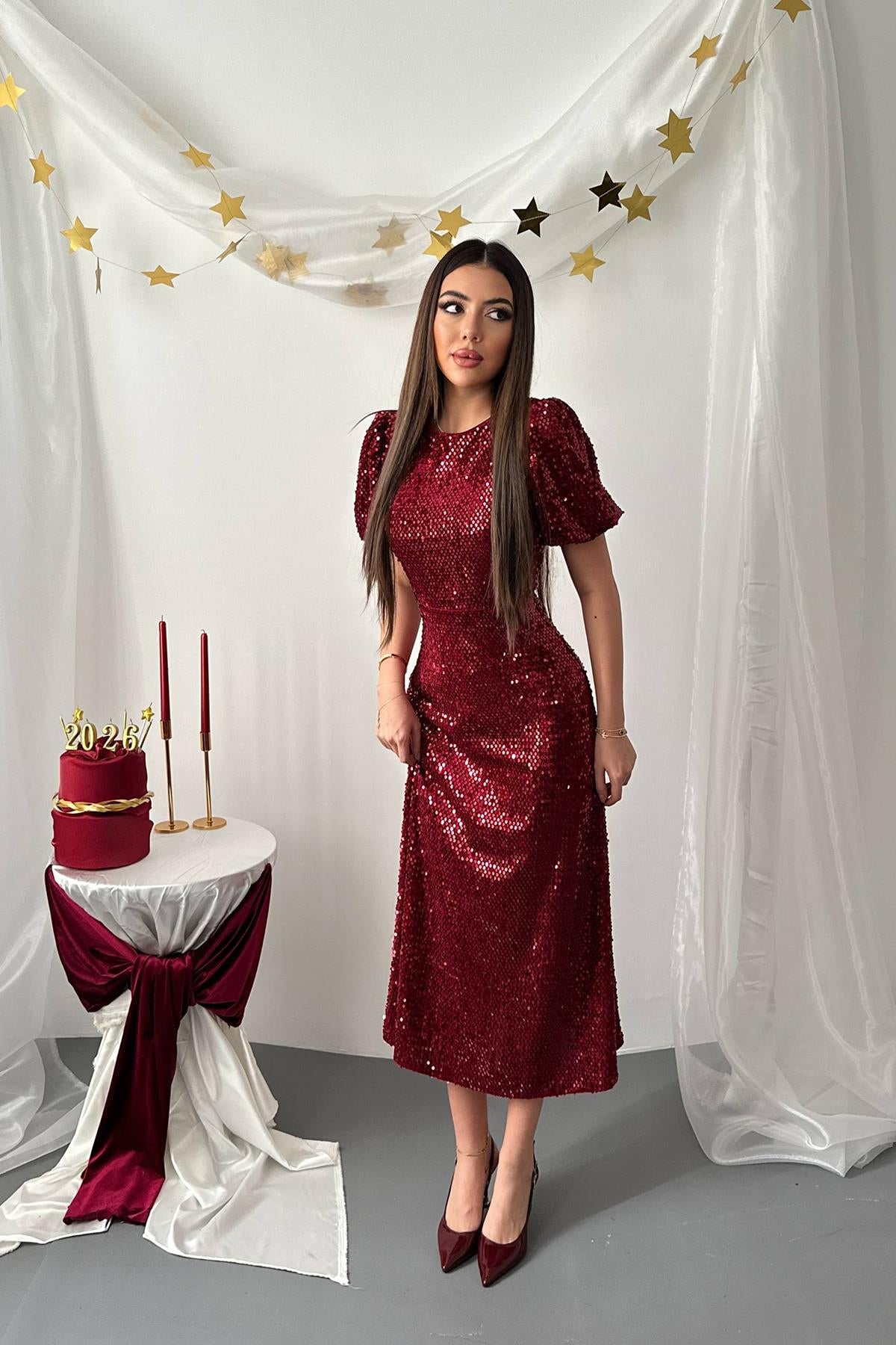 Bordo Pulpayet Elbise