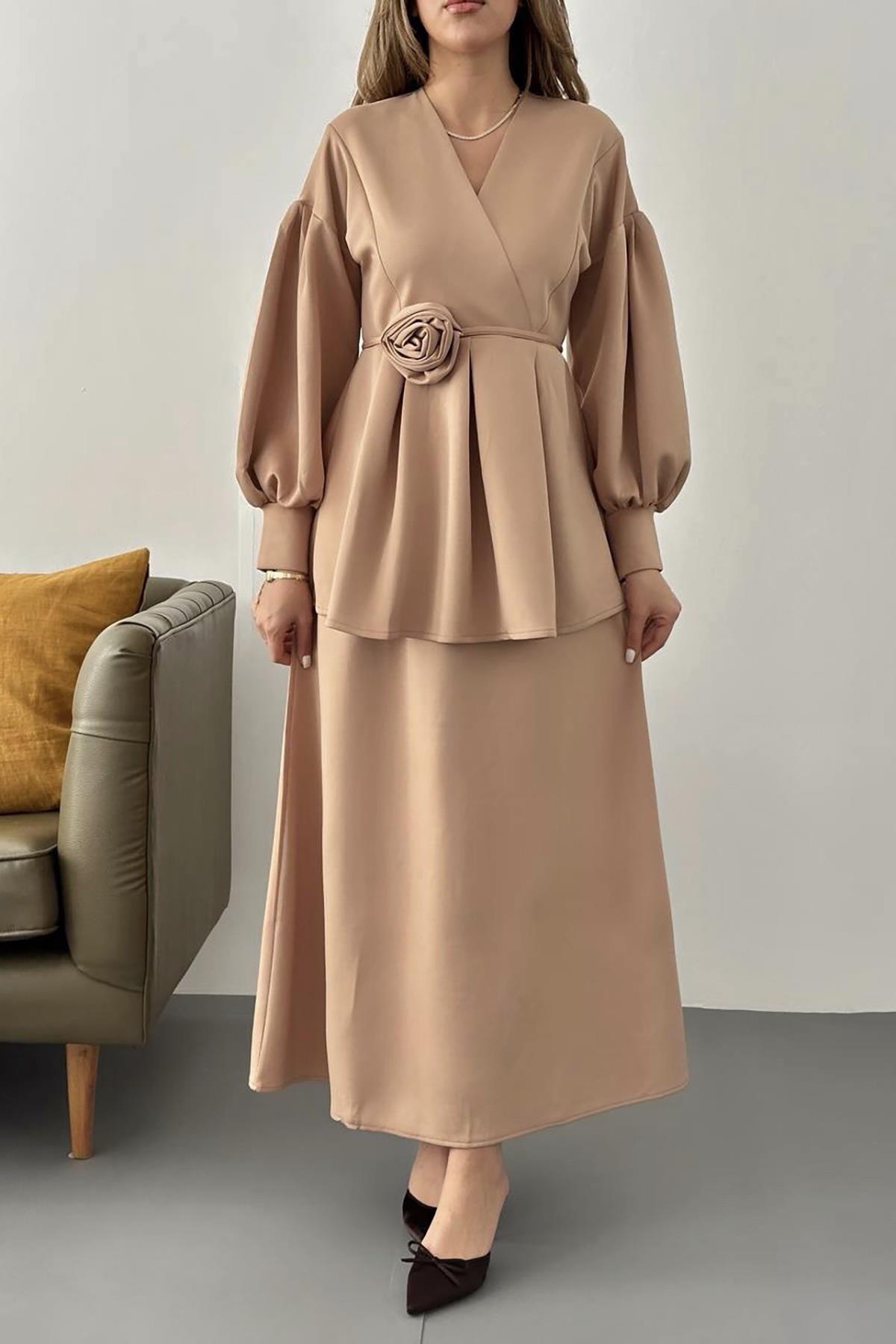 Toptan Camel Gül Detaylı Takım
