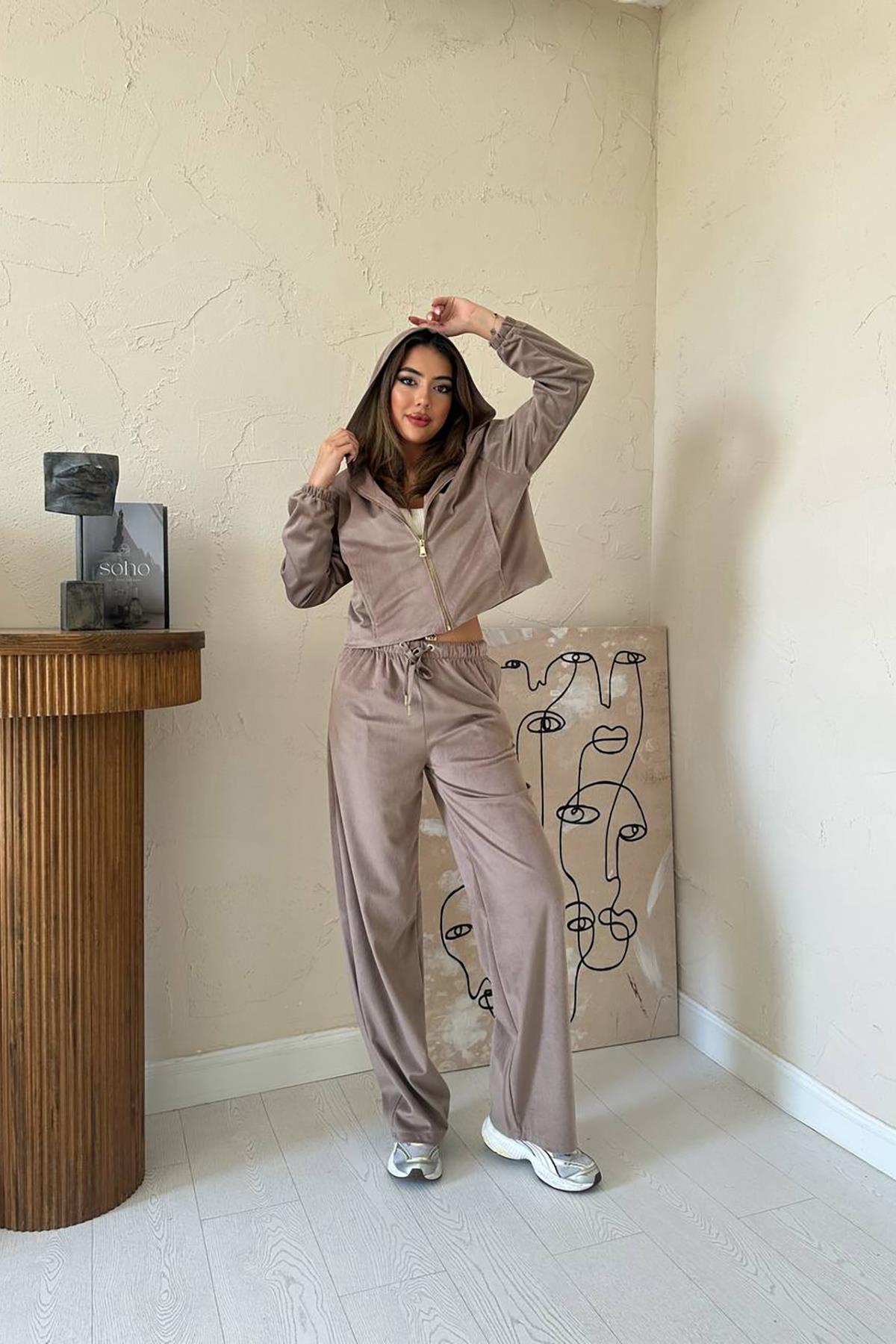Toptan Camel İnce Kadife Takım Camel L