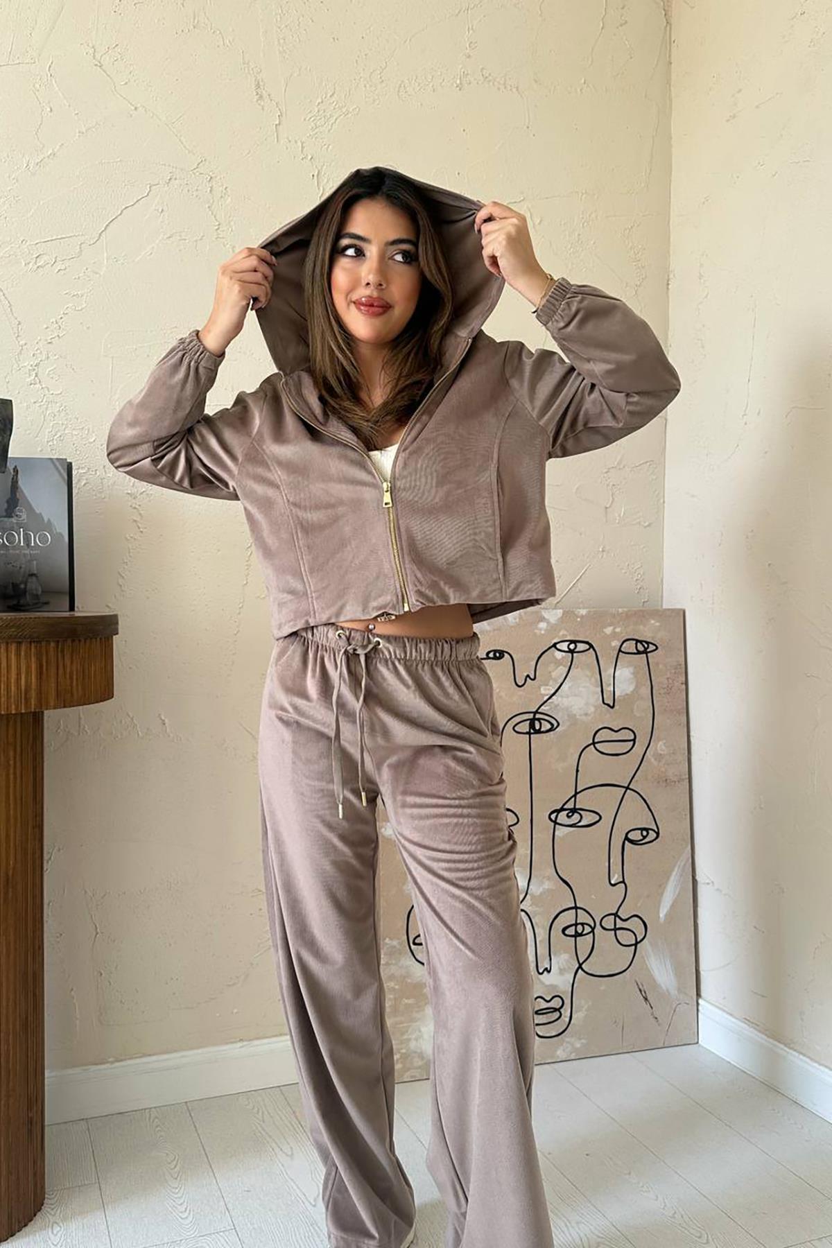 Toptan Camel İnce Kadife Takım