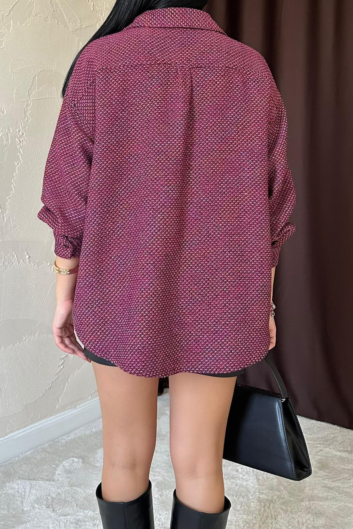 Toptan Fuşya Işıltılı Gömlek