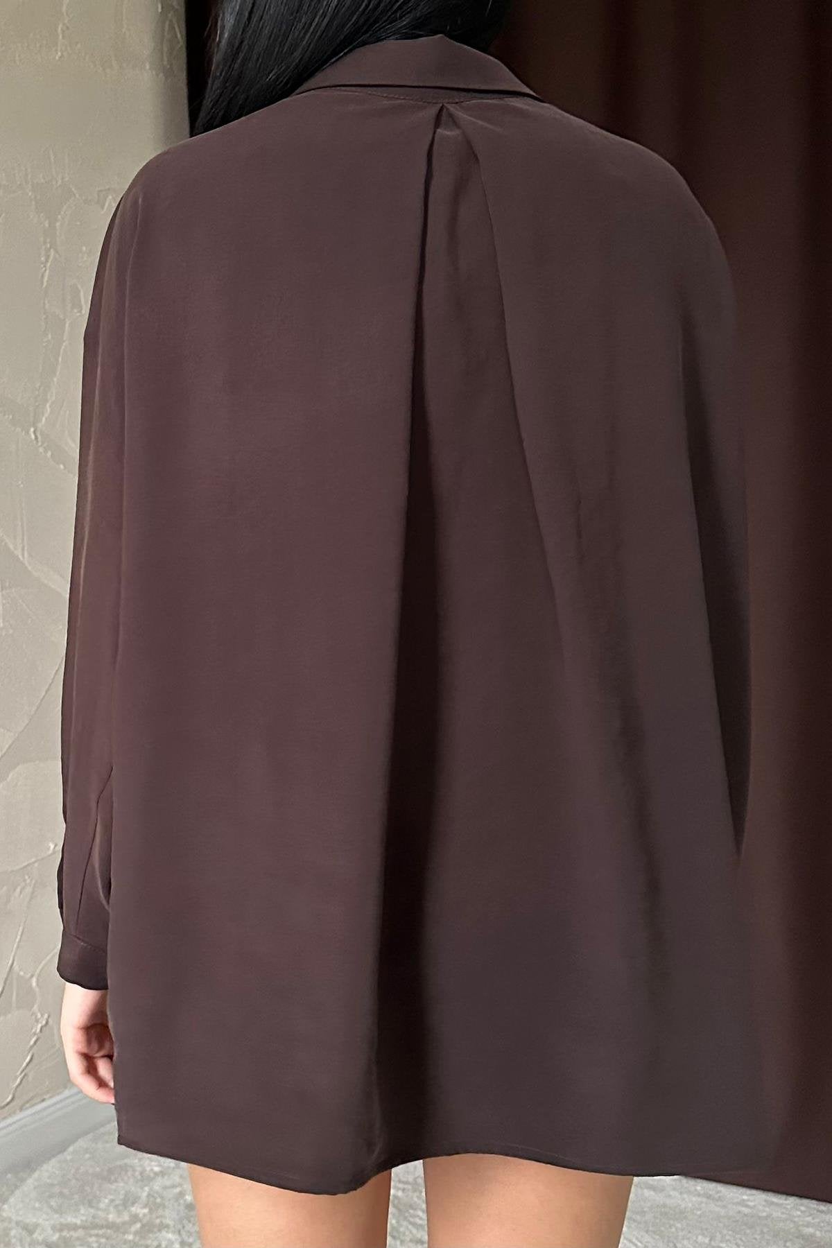 Toptan Kahverengi Salaş Gömlek